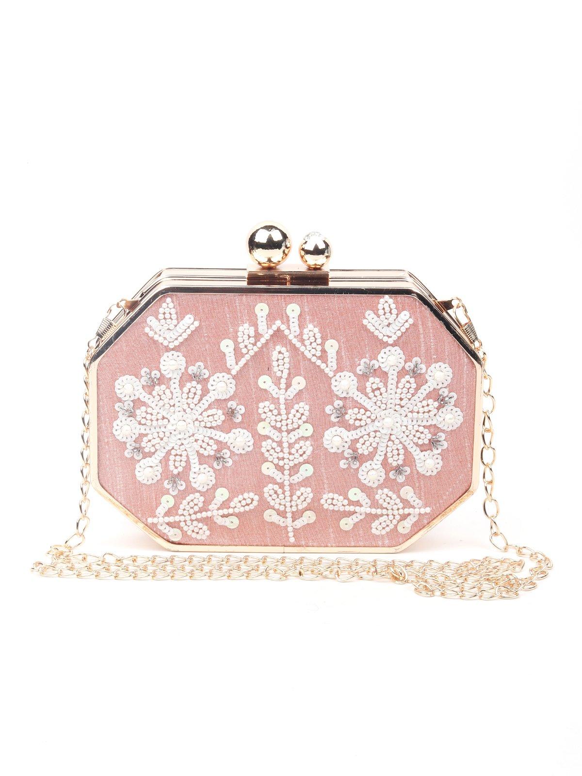 Odette Women Pink Metal Sling Bag - Image 3