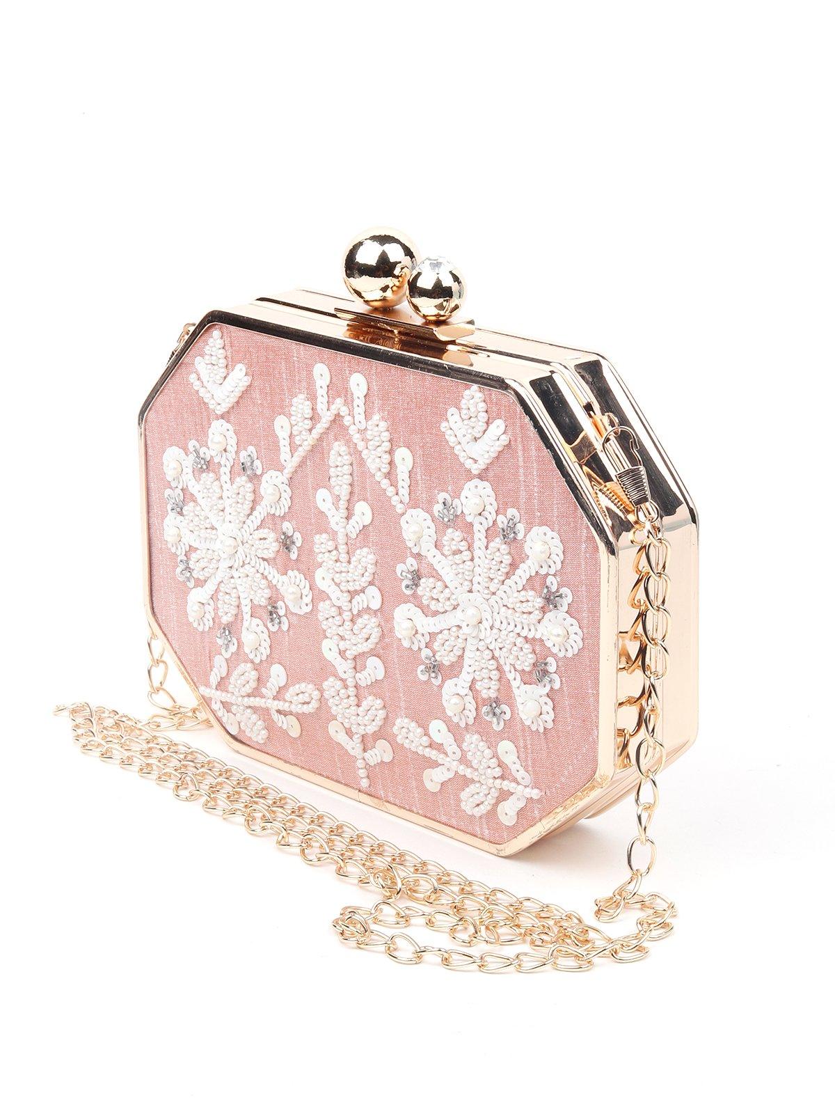 Odette Women Pink Metal Sling Bag - Image 5
