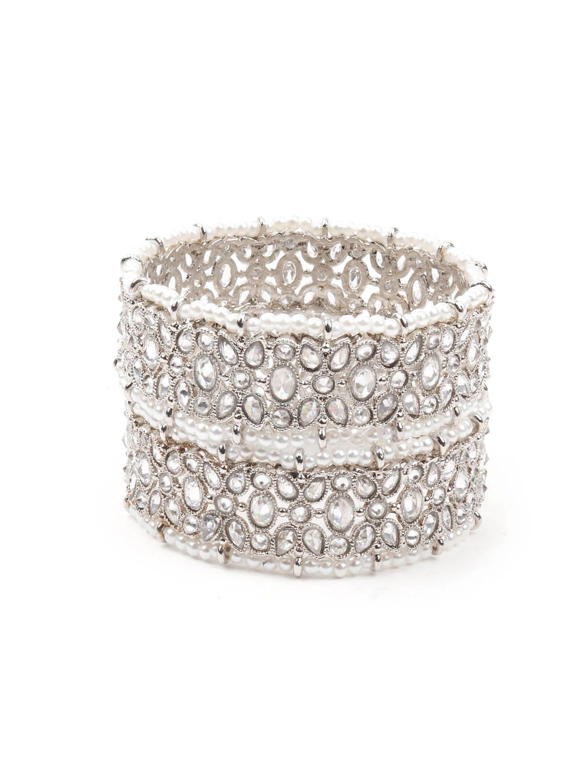 Odette Women German Rhodium Plated Imitation Bangle-Set Of 2 - Image 4