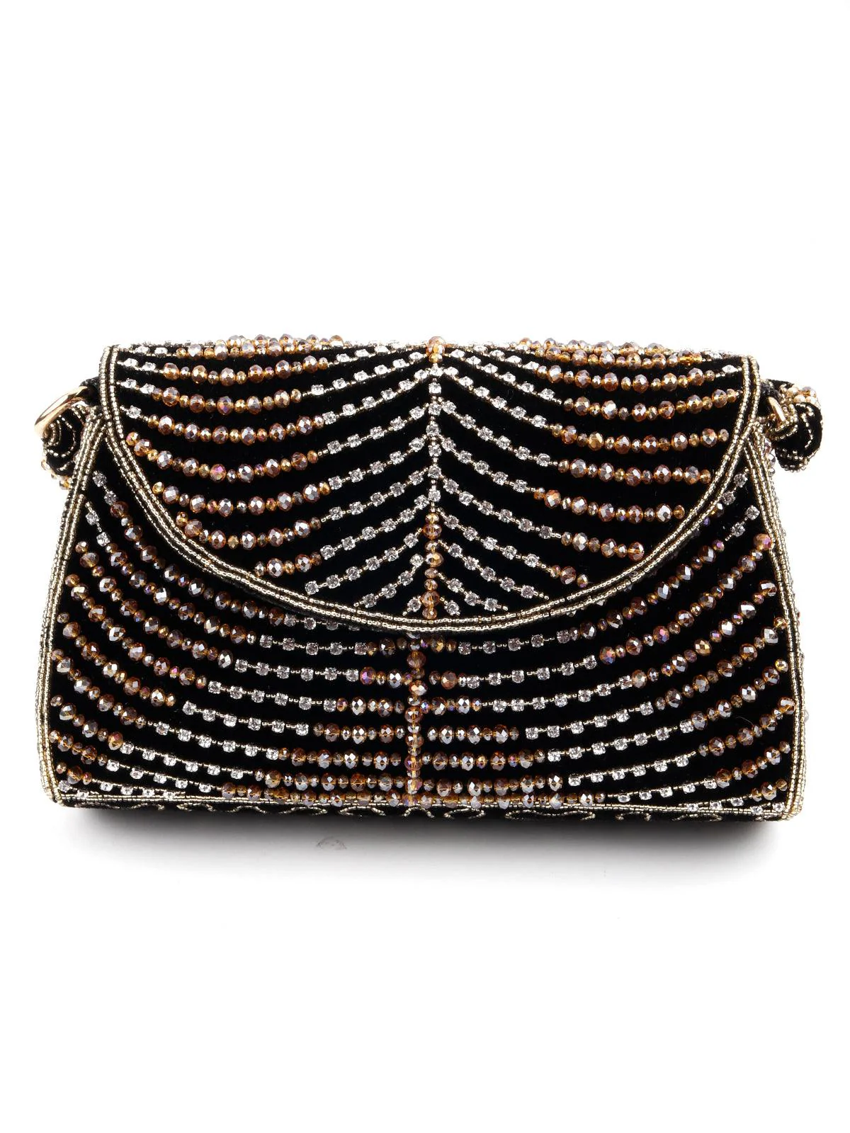 Odette Women Glam Black Embellished Clutch - Image 3