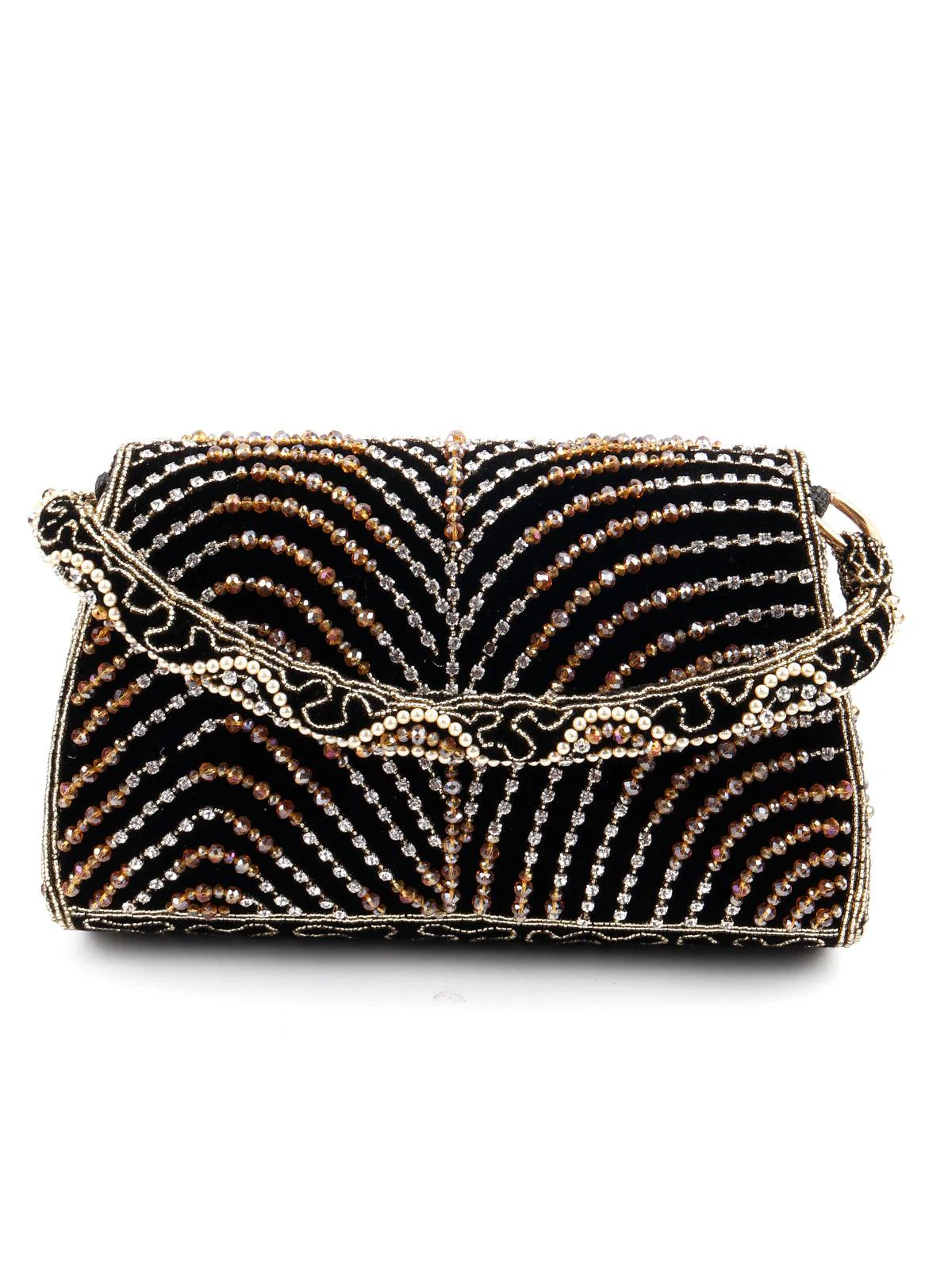 Odette Women Glam Black Embellished Clutch - Image 4