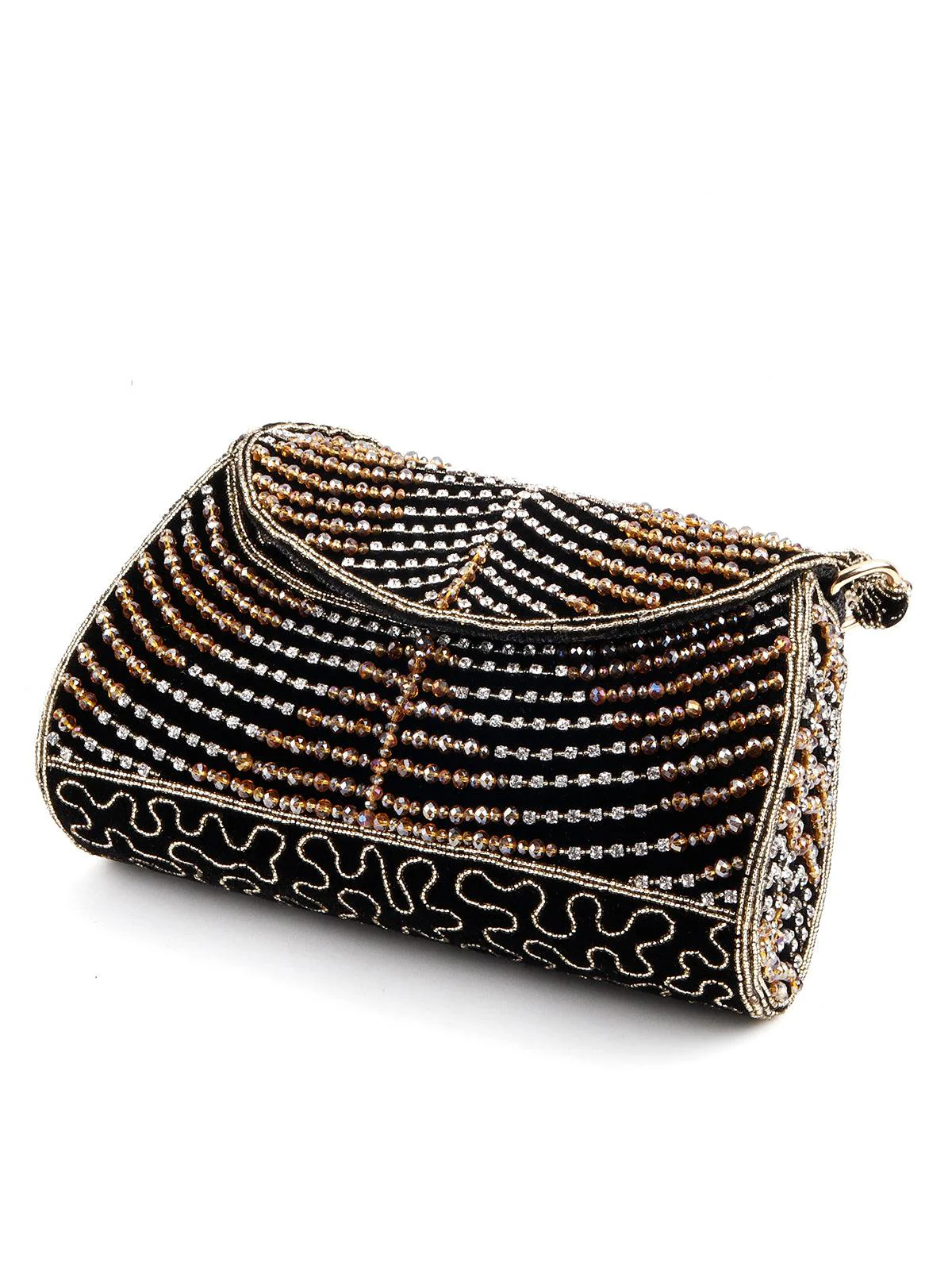 Odette Women Glam Black Embellished Clutch - Image 6