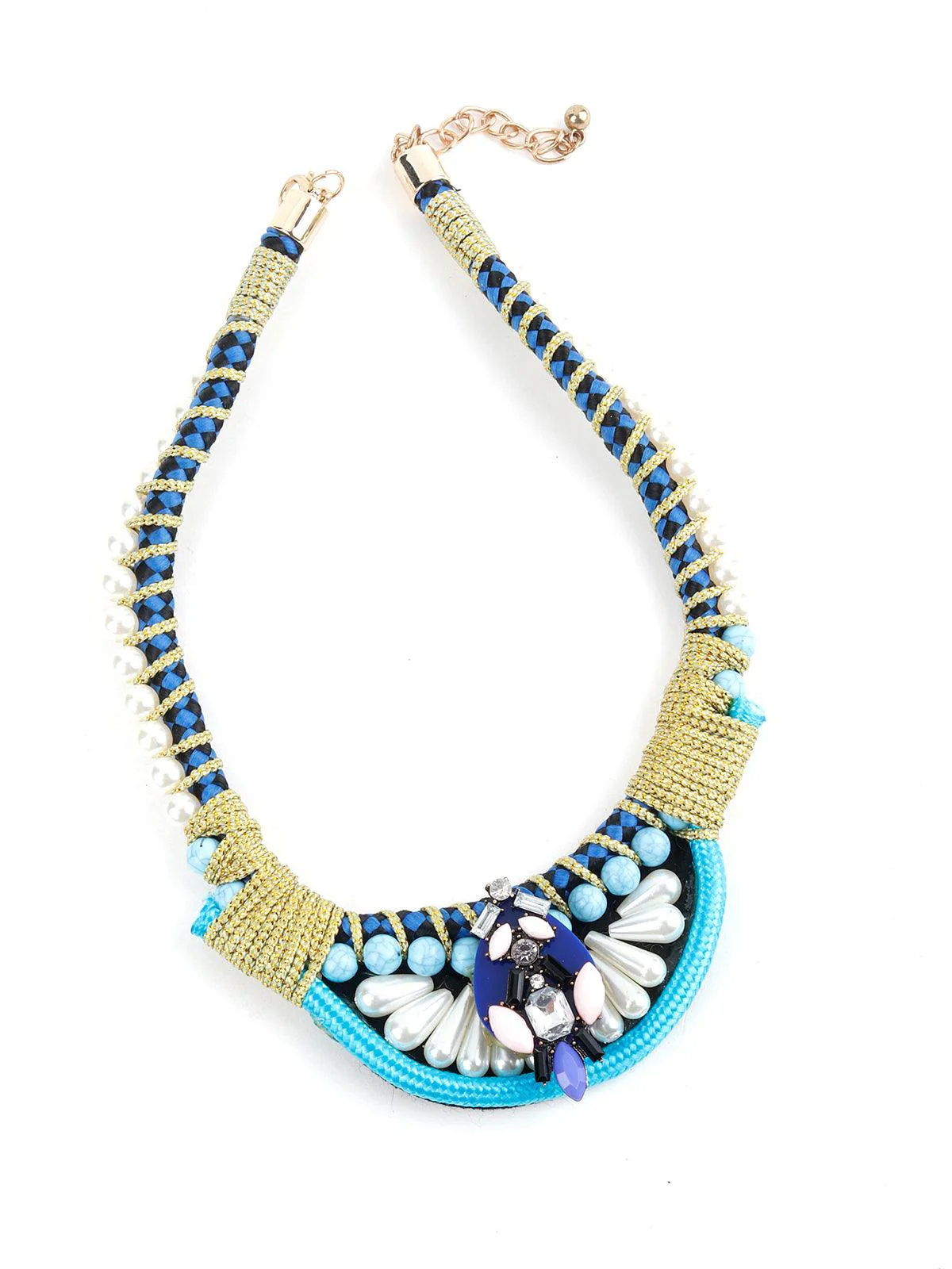 Odette Women Glorious Blue Tribal Neckpiece - Image 3