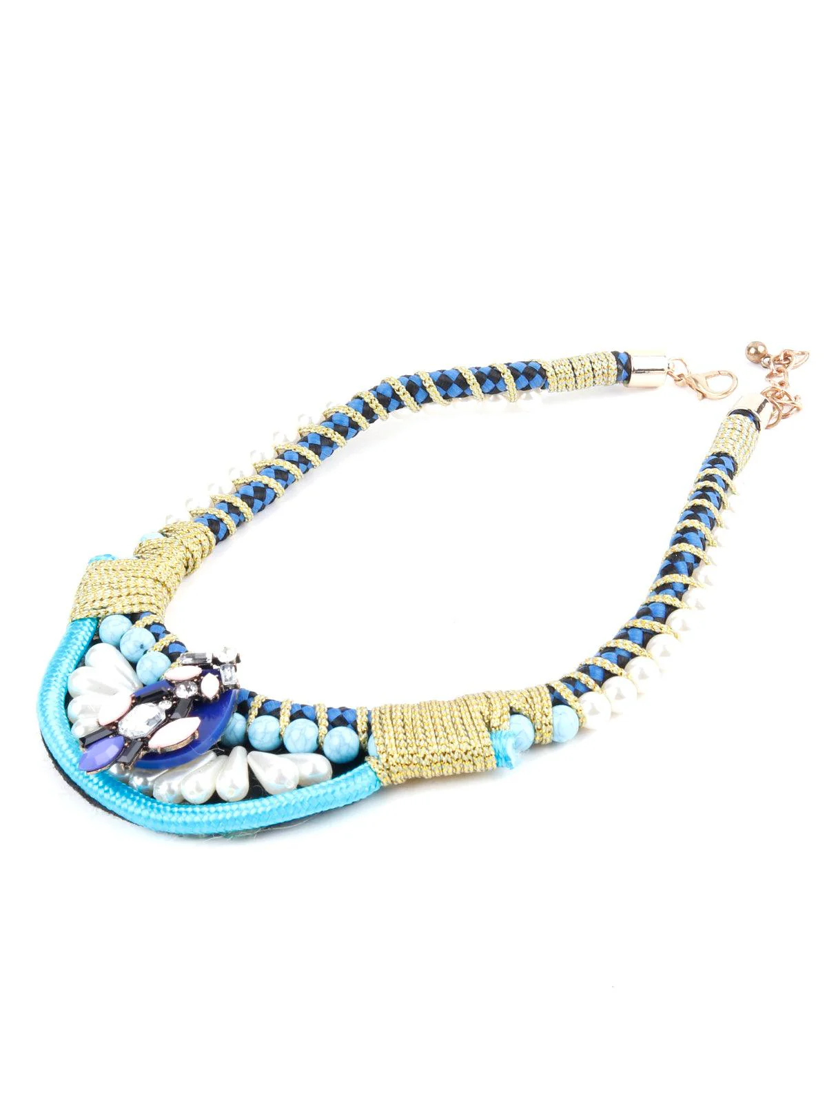 Odette Women Glorious Blue Tribal Neckpiece - Image 6