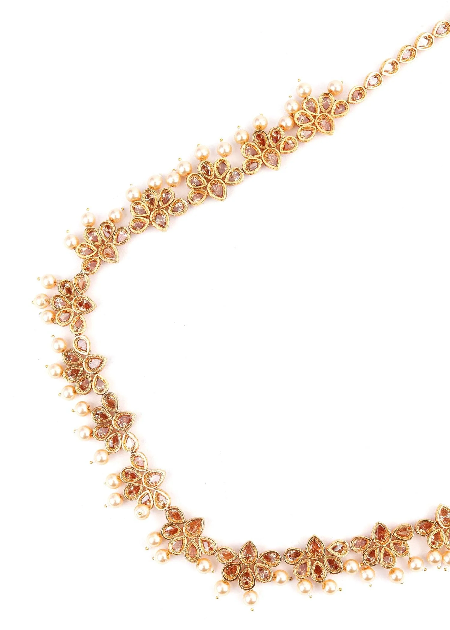 Odette Women Faux Gold And Pearl Rhinestone Necklace - Image 2