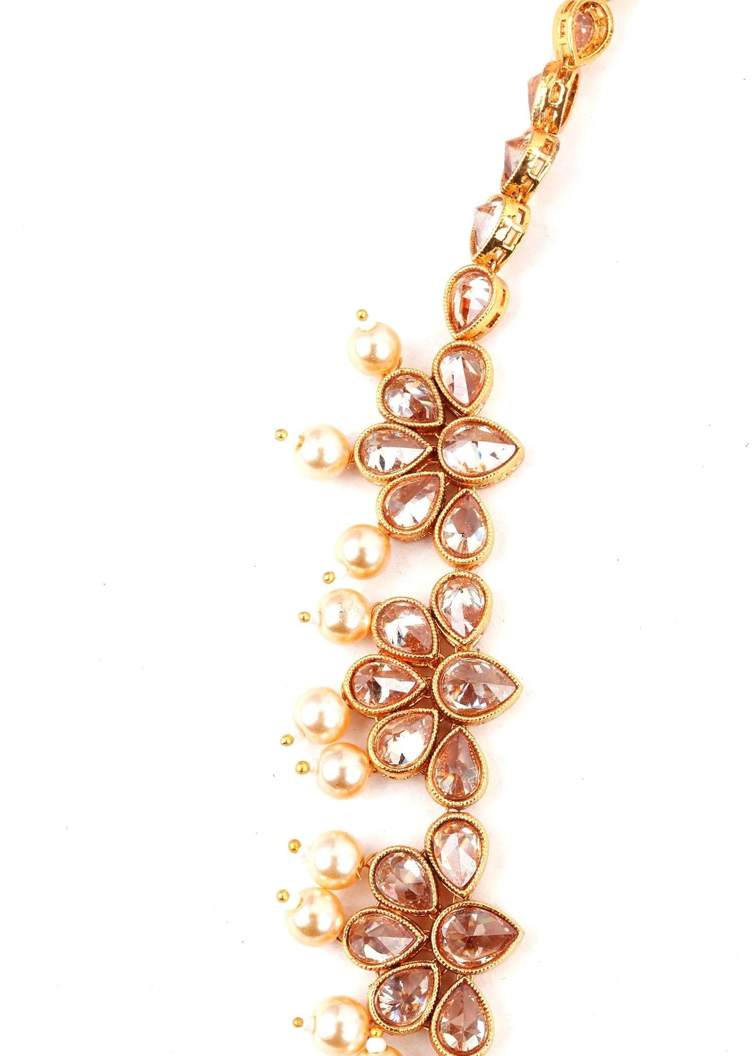 Odette Women Faux Gold And Pearl Rhinestone Necklace - Image 3