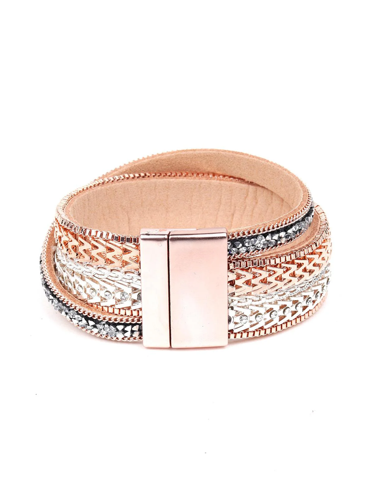 Odette Women Gold And Silver Metal Twisted Bracelet - Image 5