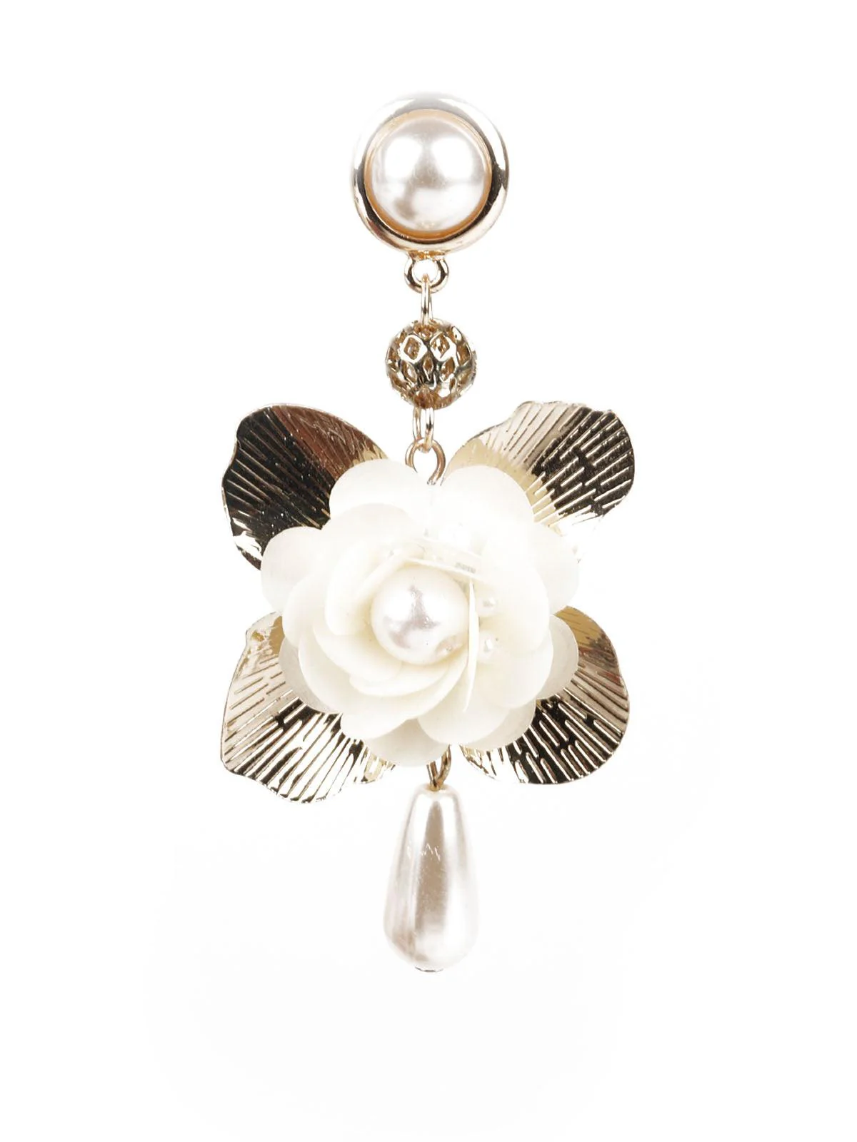 Odette Women Gold And White Dangle Earrings - Image 2