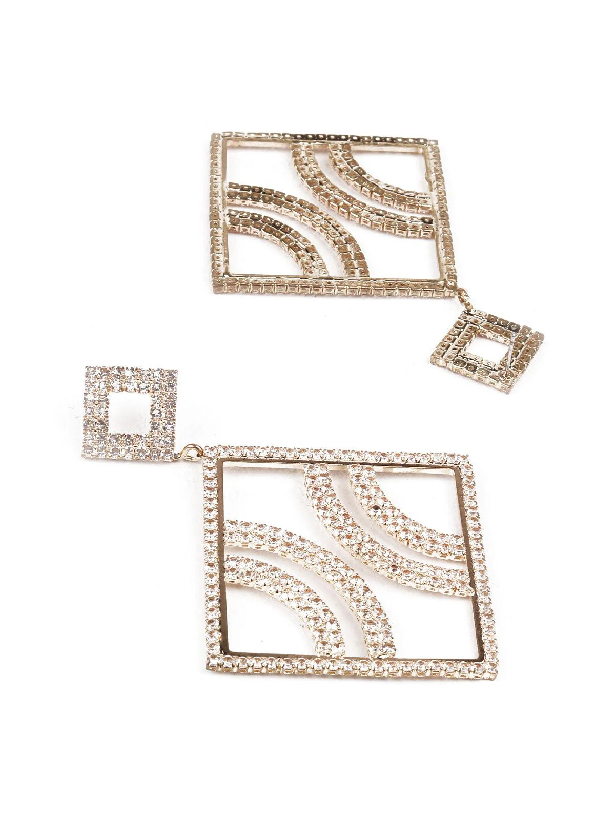 Odette Women Gold And White Dangler Earrings - Image 3