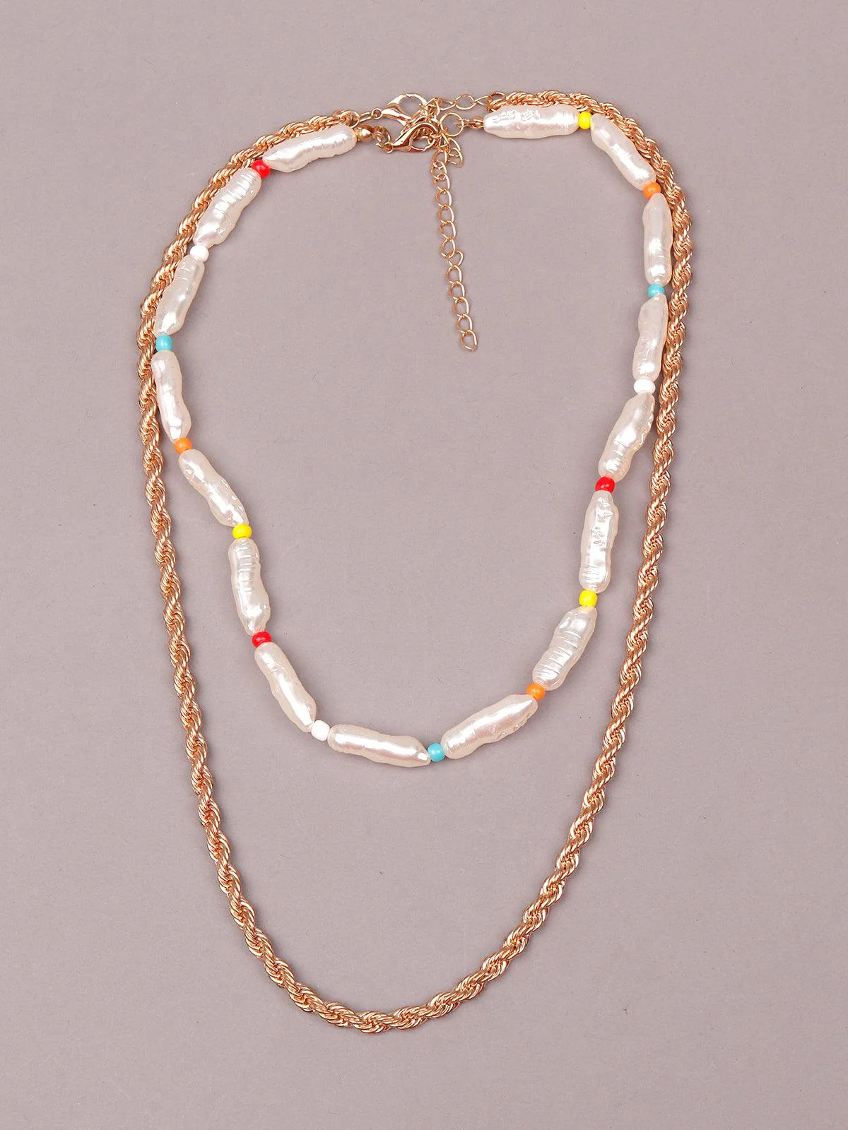 Odette Women Gold And White Metal Necklace - Image 3