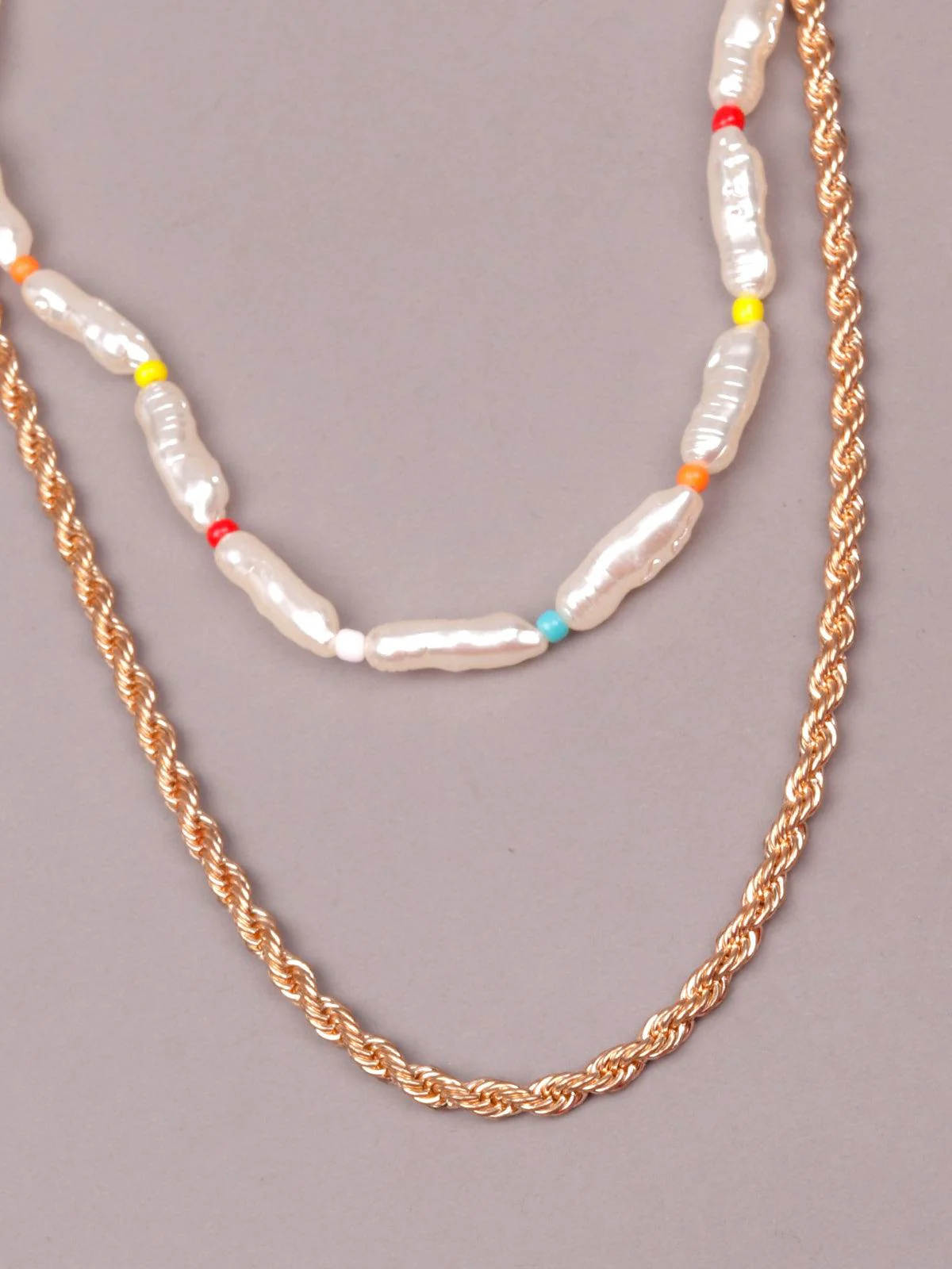 Odette Women Gold And White Metal Necklace - Image 5