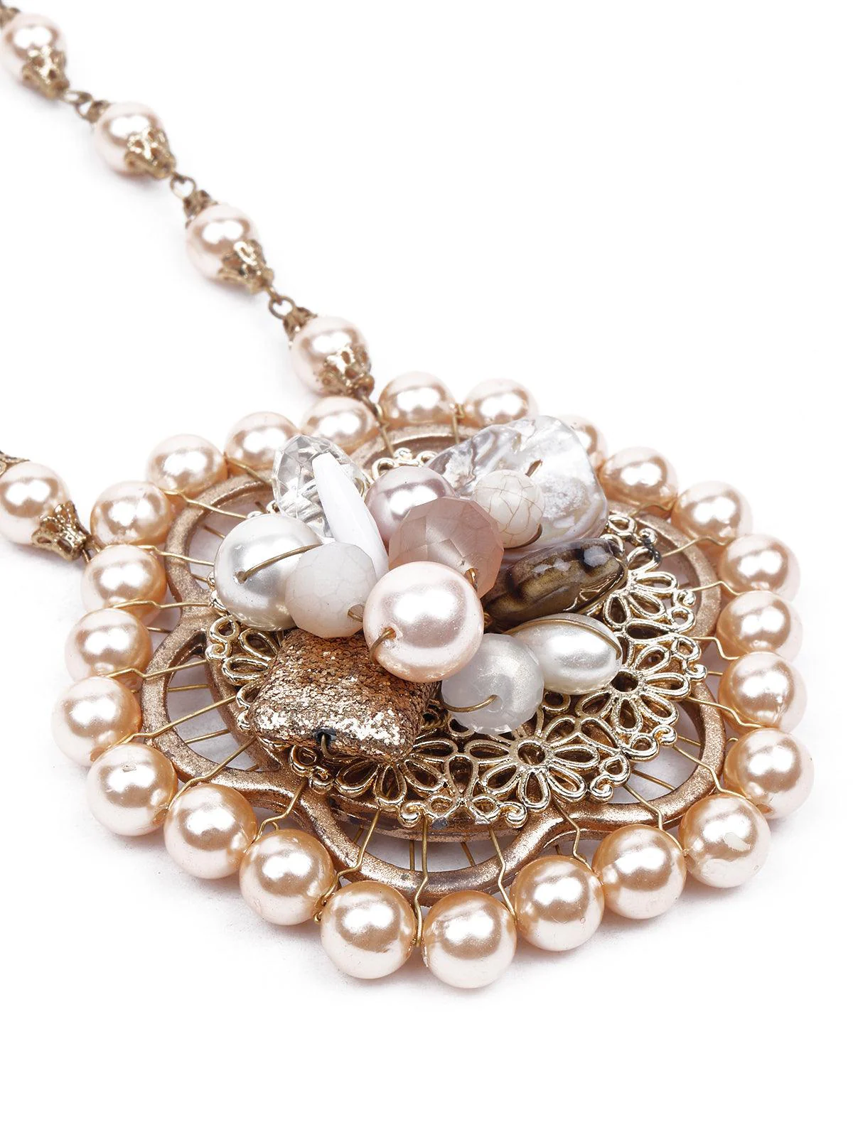 Odette Women Gold Beaded Pendant Necklace Set - Image 5