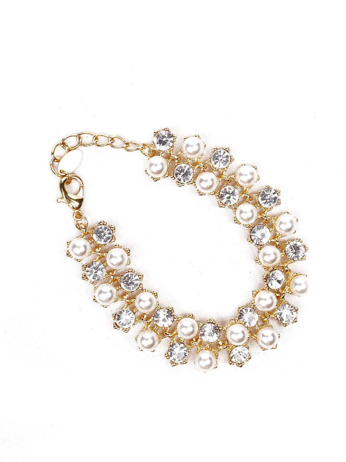 Odette Women Gold Bracelet With Crystals And Pearls - Image 2