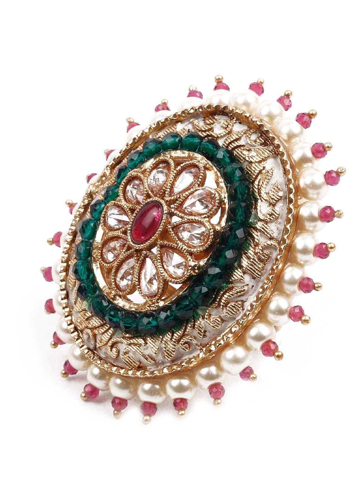 Odette Women Gold Embellished Ring - Image 4