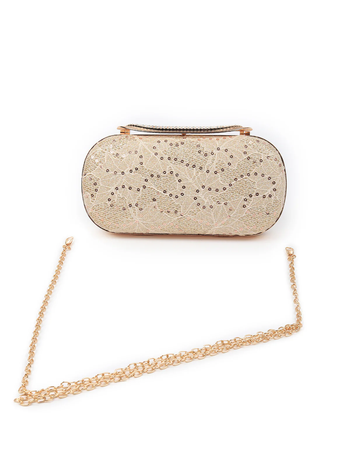 Odette Women Gold Embroidered Bridal Clutch - Image 5