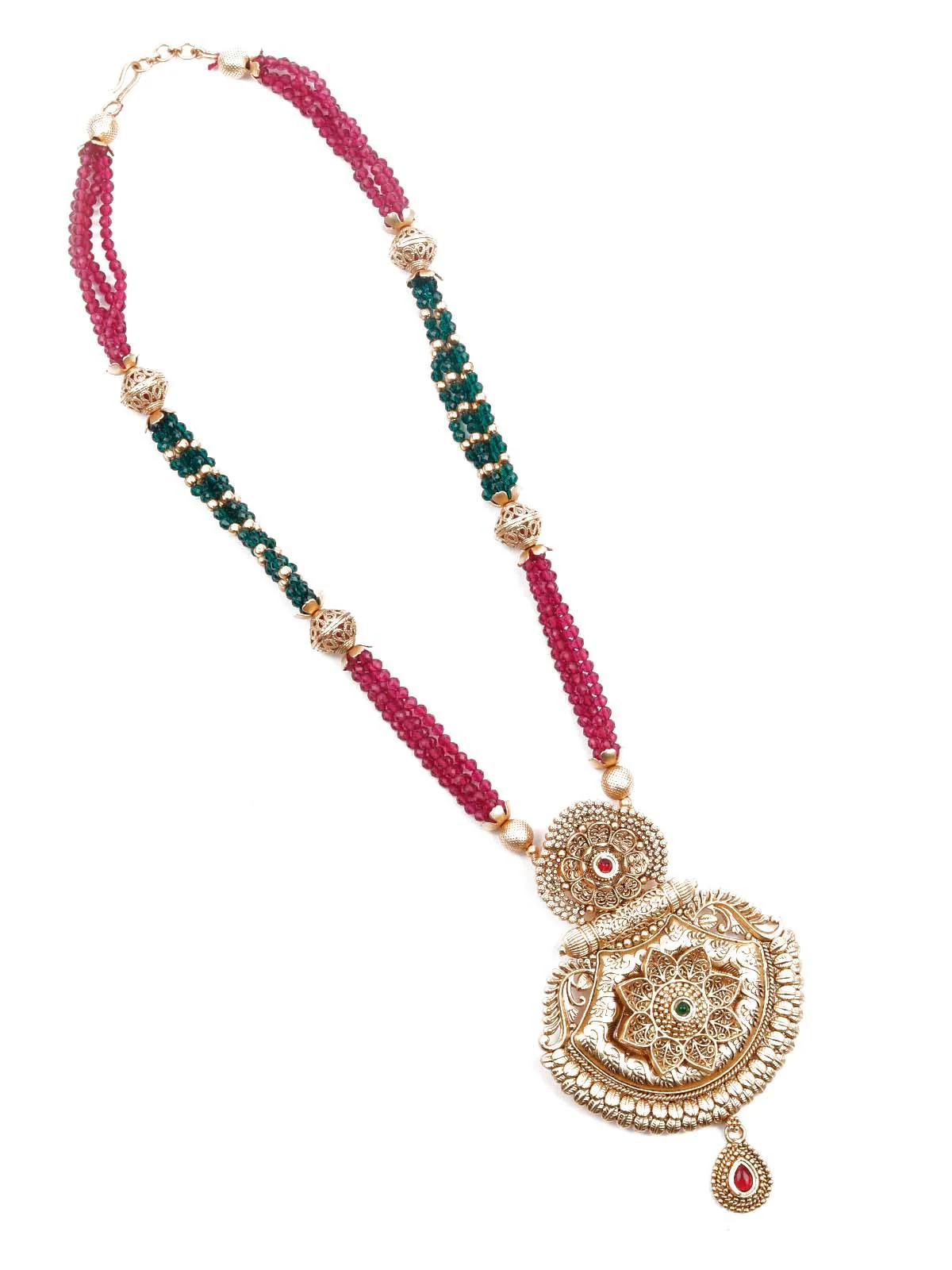 Odette Women Multicolored Ethnic Long Necklace Set - Image 4