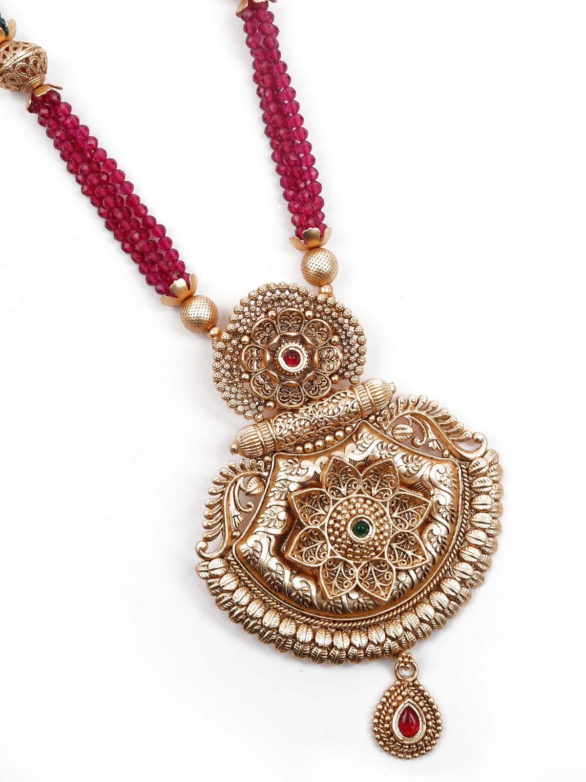 Odette Women Multicolored Ethnic Long Necklace Set - Image 5