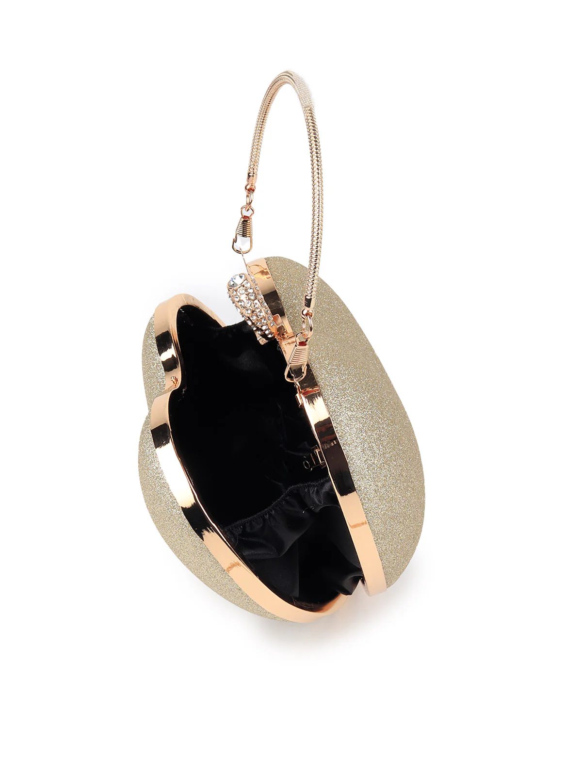 Odette Women Gold Heart Shaped Structured Clutch - Image 6