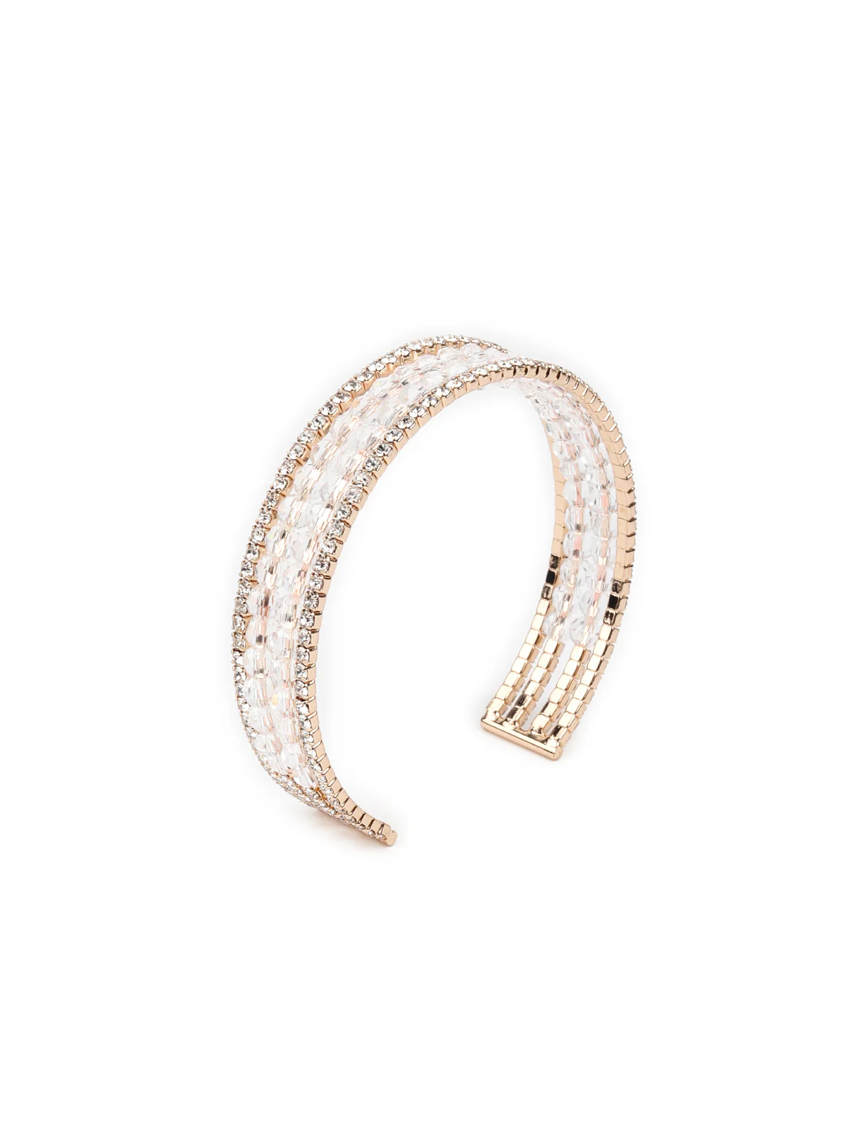 Odette Women Gold Imitation And White Stone Studded Mixed Metal Bracelet - Image 2