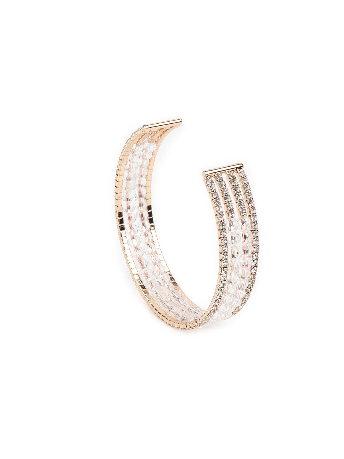 Odette Women Gold Imitation And White Stone Studded Mixed Metal Bracelet - Image 3