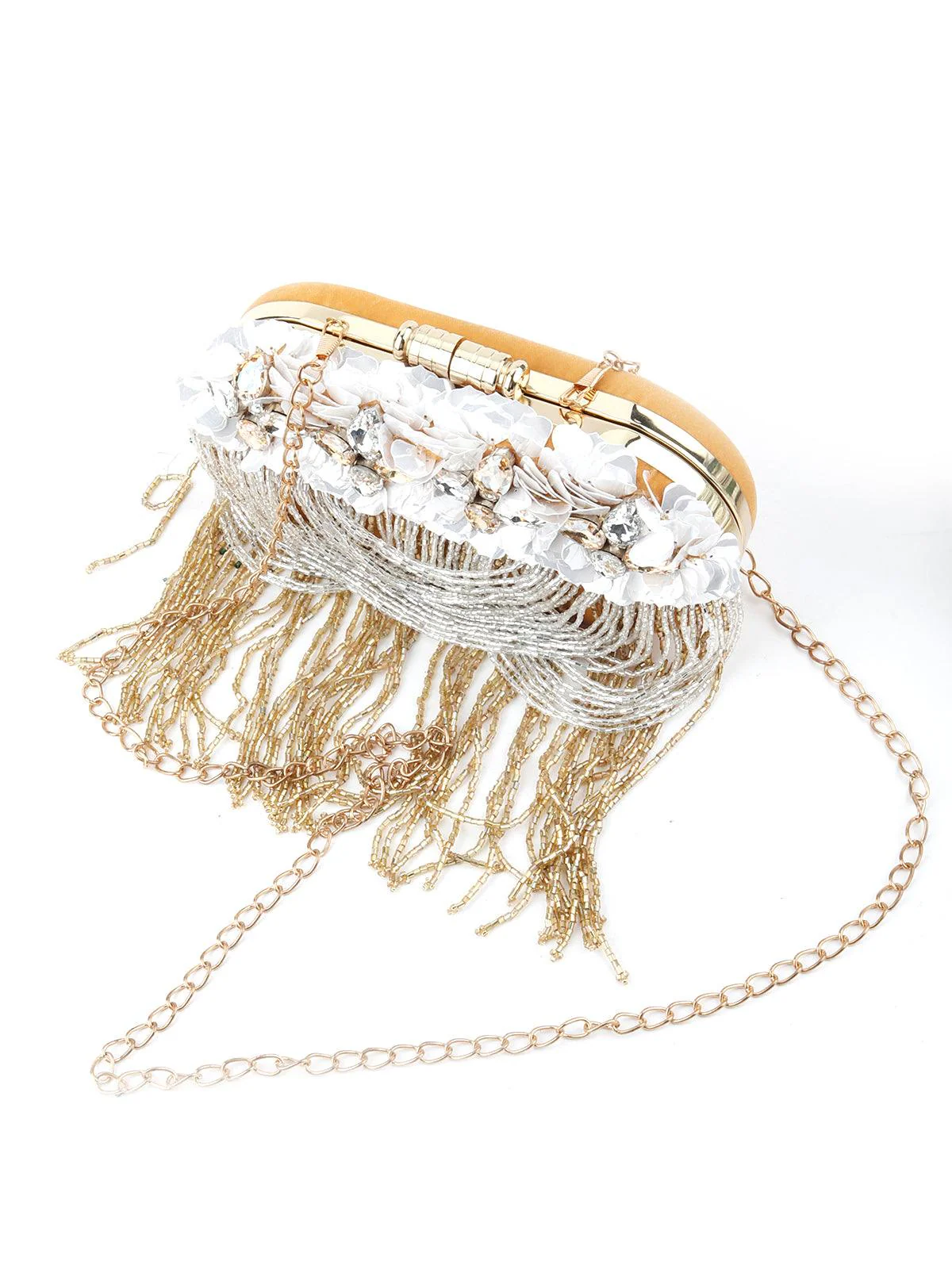 Odette Women Gold Rhinestone Clutch - Image 5