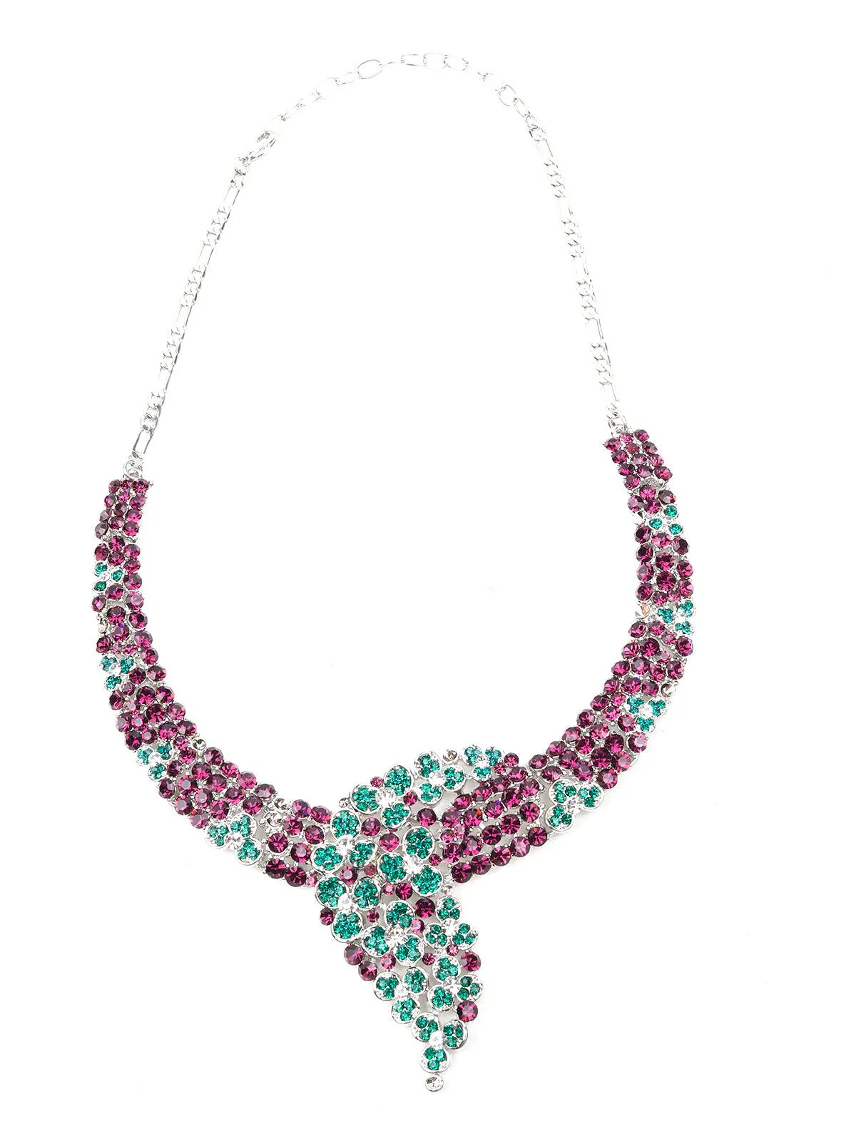 Odette Women Rusty Brown Metal Stones And Kundan Set - Image 2