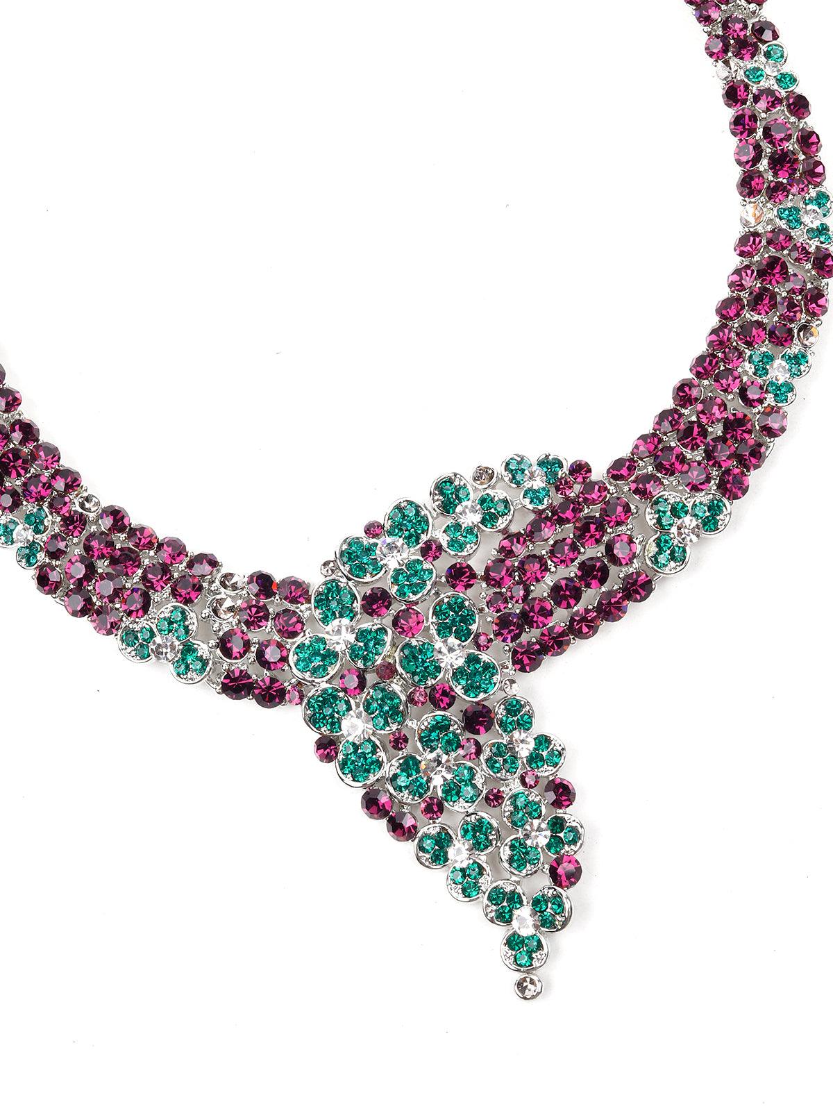 Odette Women Rusty Brown Metal Stones And Kundan Set - Image 3
