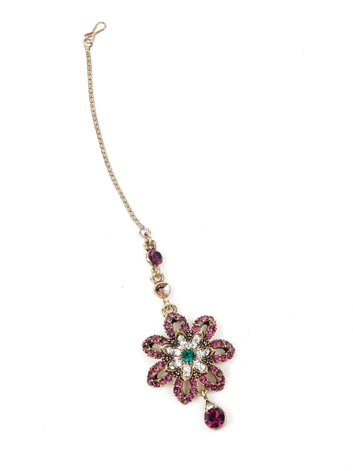 Odette Women Rusty Brown Metal Stone And Kundan Set - Image 4