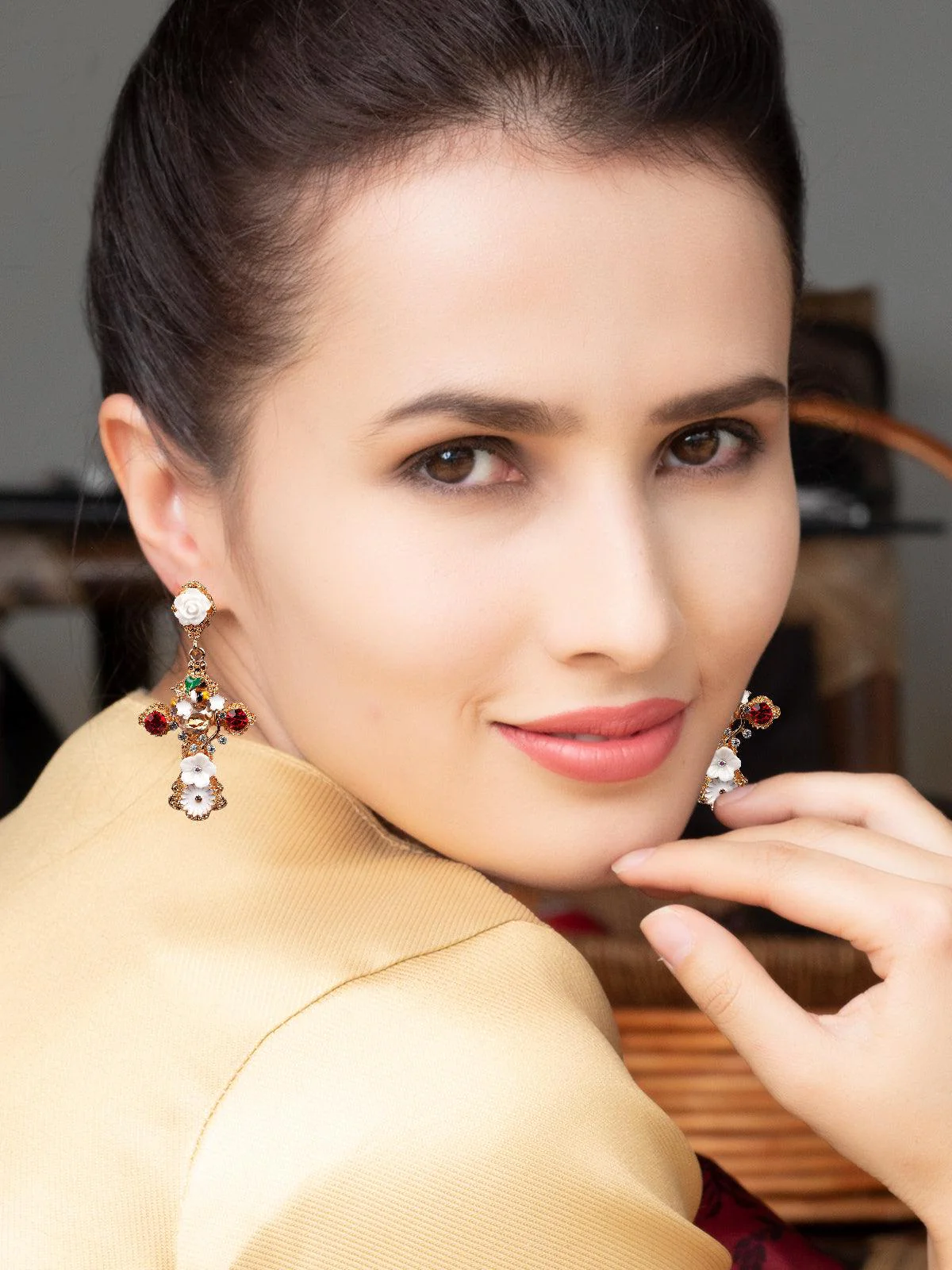 Odette Women Gold Metal Earrings