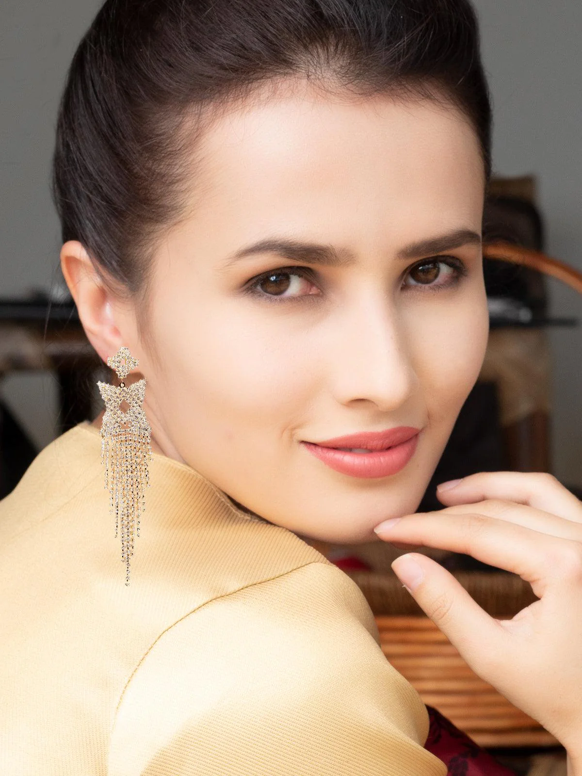 Odette Women Gold Metal Earrings - Image 2