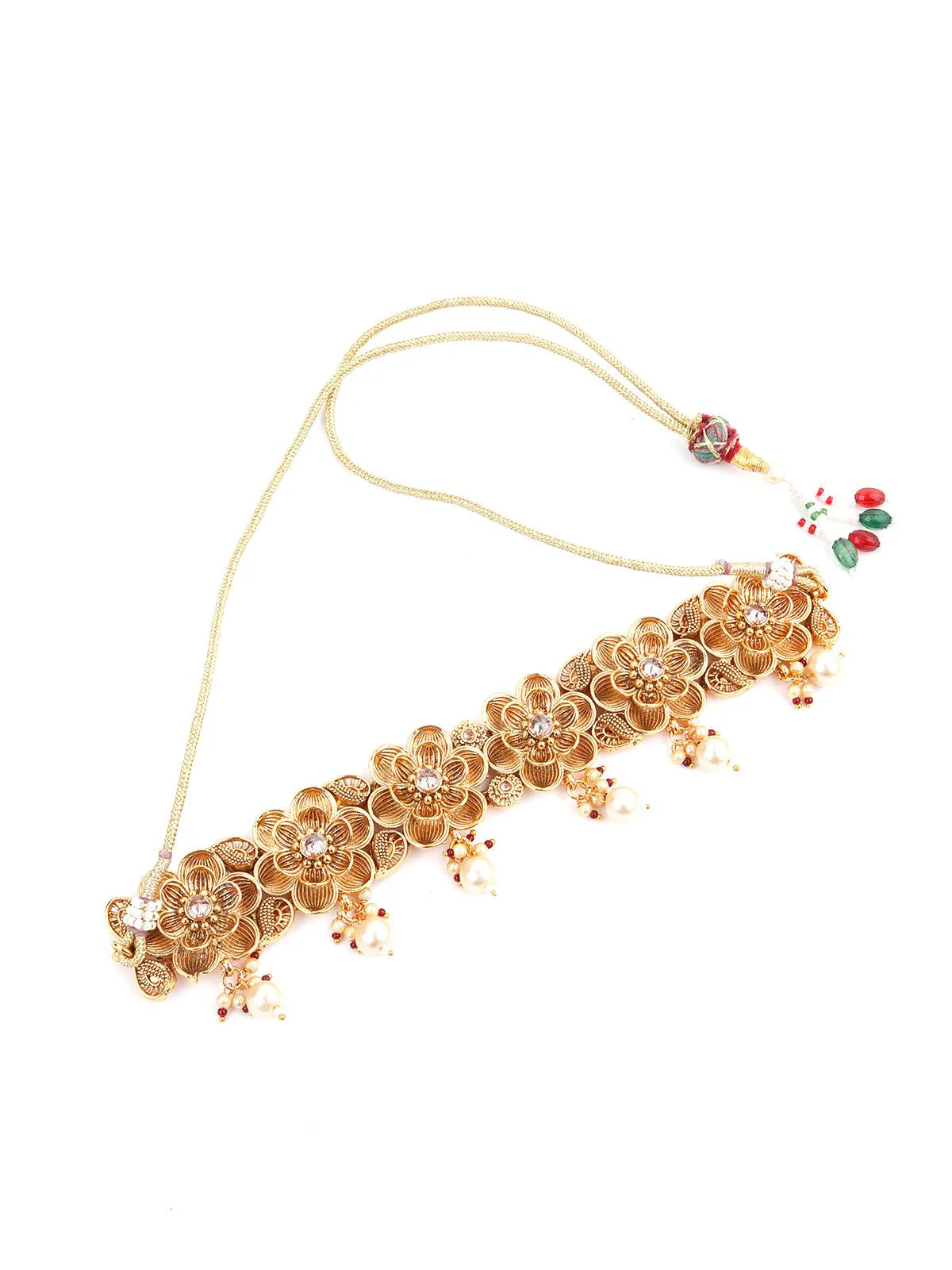 Odette Women Gold Tone Floral Choker Set - Image 5