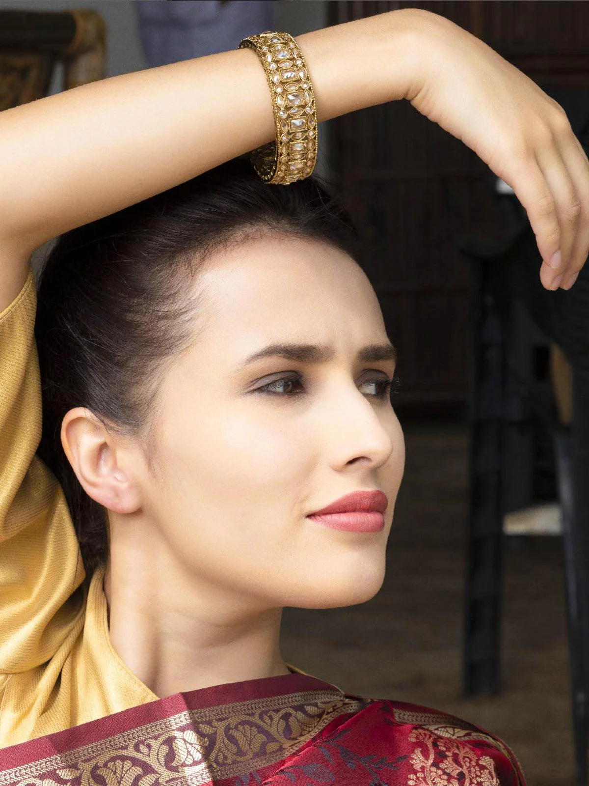 Odette Women Gold Metal Kada Set - Image 2