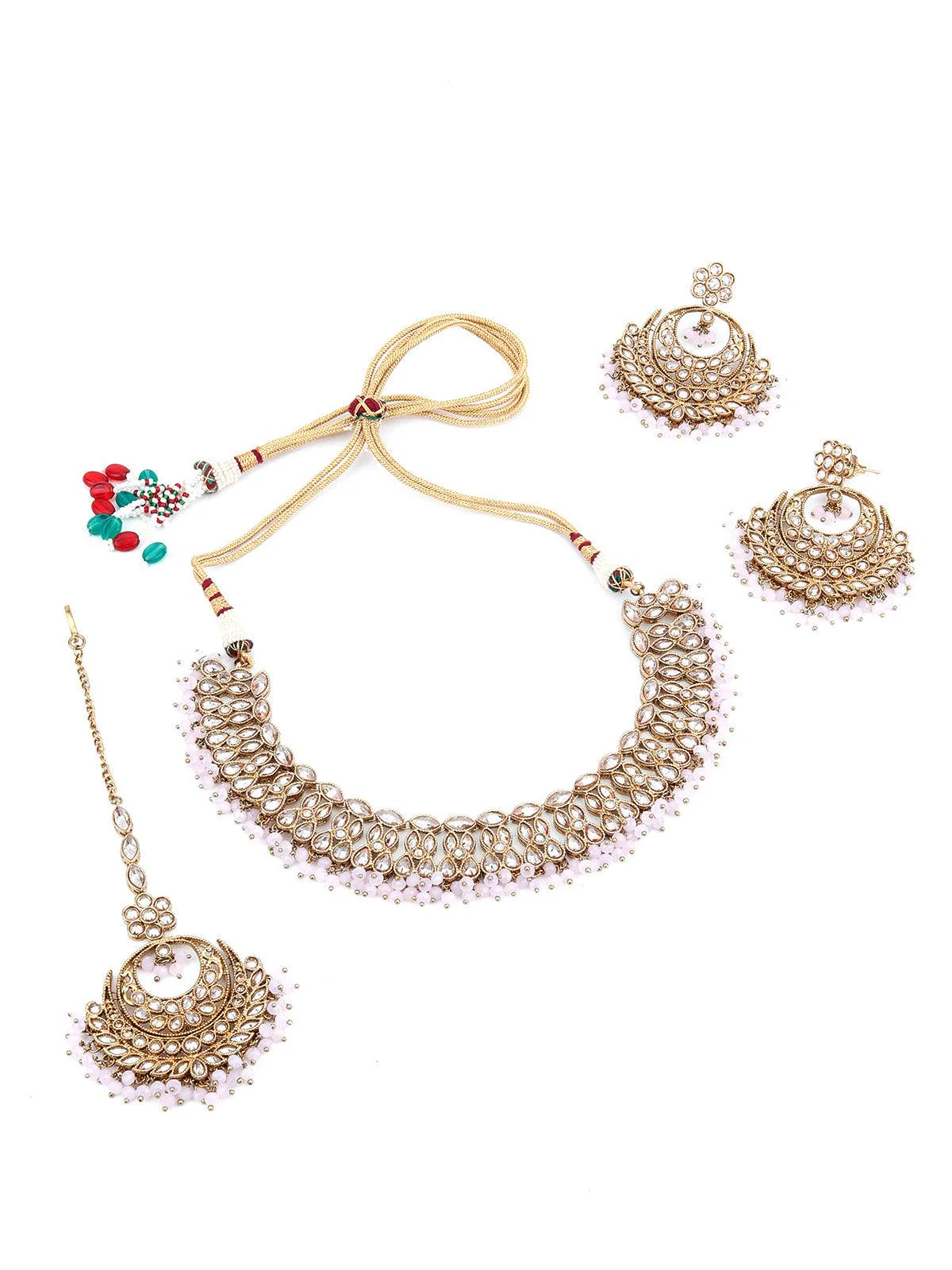 Odette Women Gold Tone Lavender Pearl Necklace Set - Image 3
