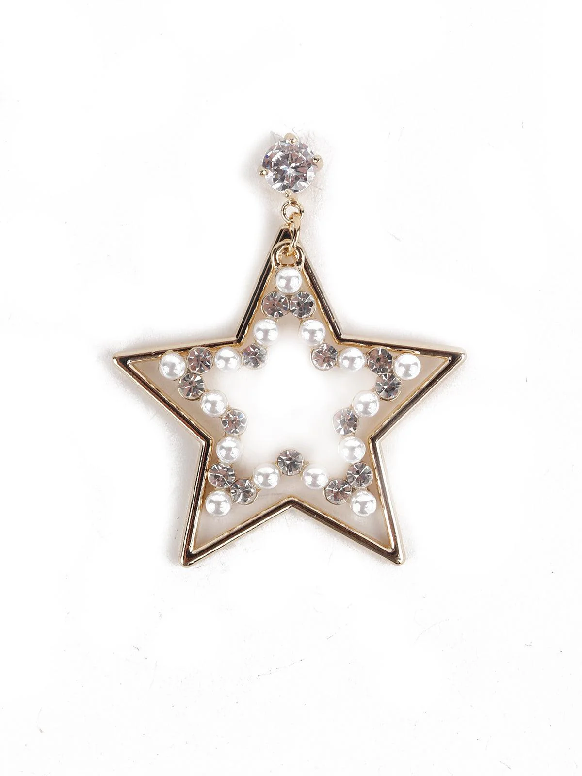Odette Women Gold Tone Silver Star Shape Dangle Earrings - Image 4