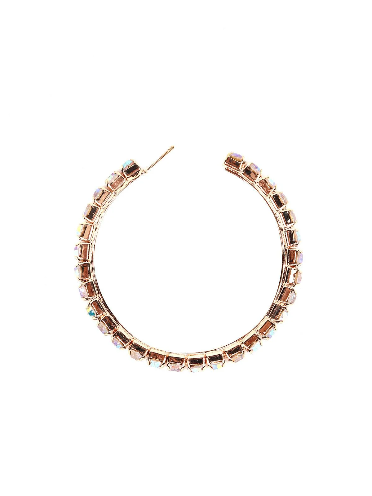 Odette Women Gold-Tone Studded Hoop Earring - Image 4