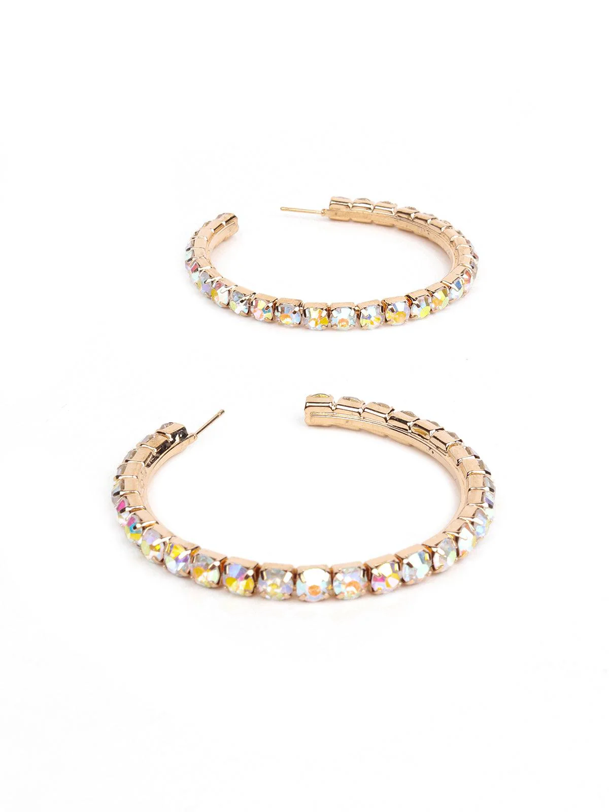 Odette Women Gold-Tone Studded Hoop Earring - Image 5