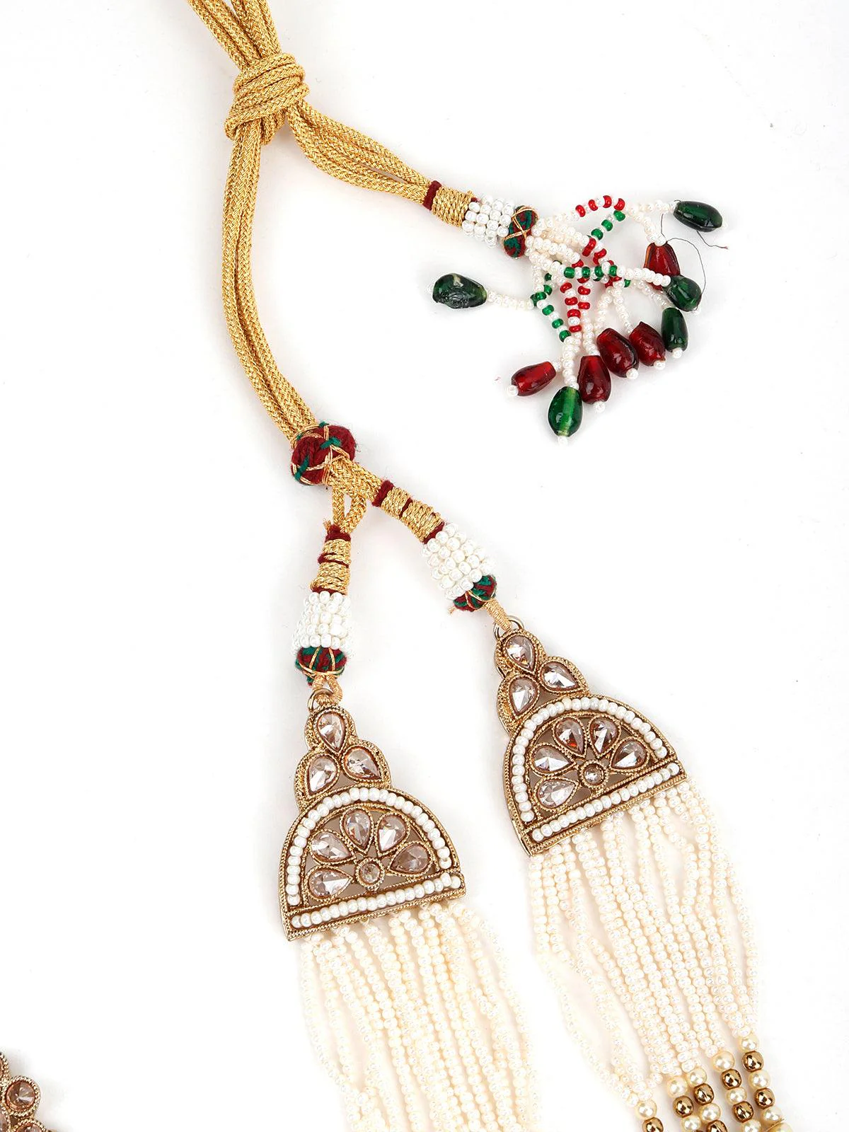 Odette Women Golden And White Traditional Pearl Jewellery Set - Image 5