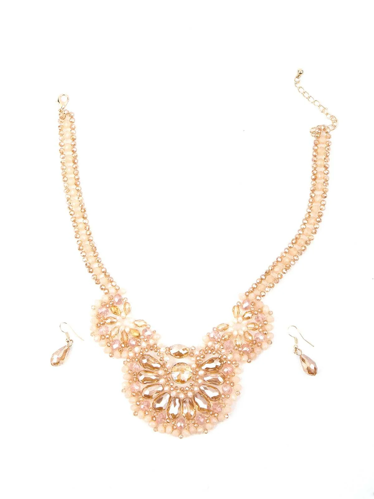 Odette Women Golden Beaded Supple Necklace Set - Image 3