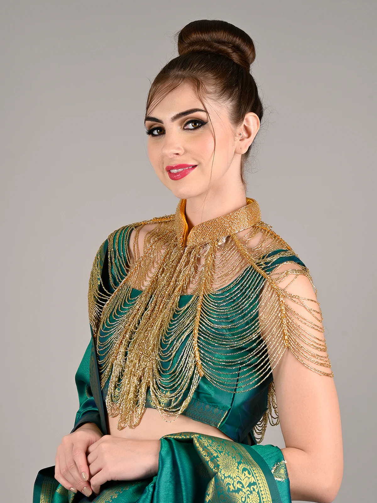 Odette Women Golden Metal Cape - Image 2