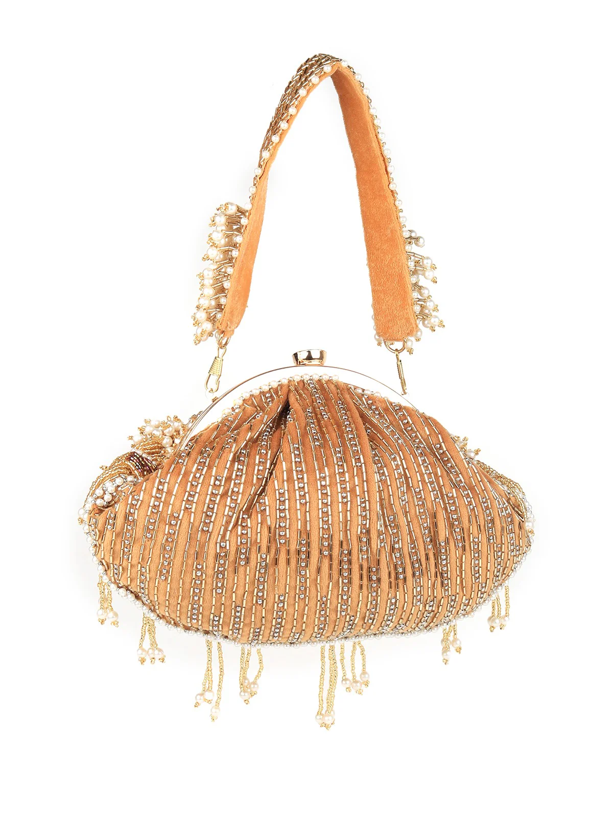 Odette Golden Embellished Clutch Bag For Women - Image 5