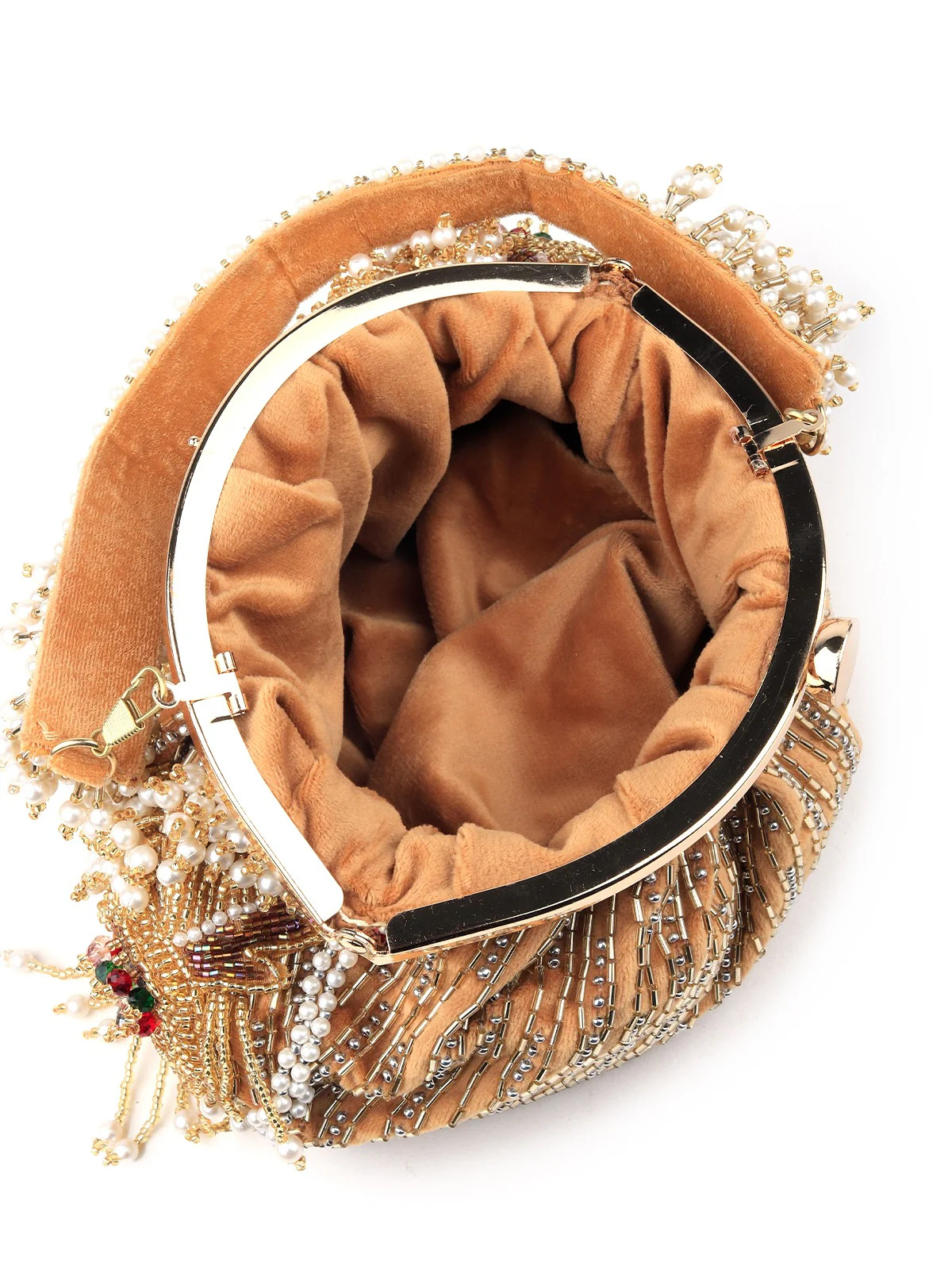 Odette Golden Embellished Clutch Bag For Women - Image 6