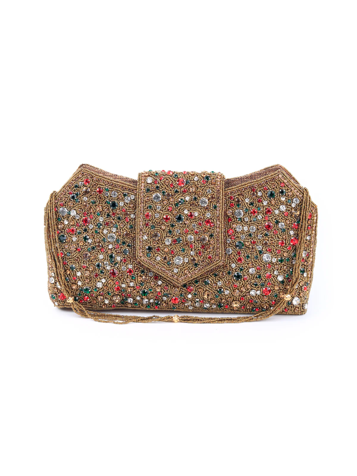 Odette Women Golden Gems Encrusted Clutch Bag - Image 3