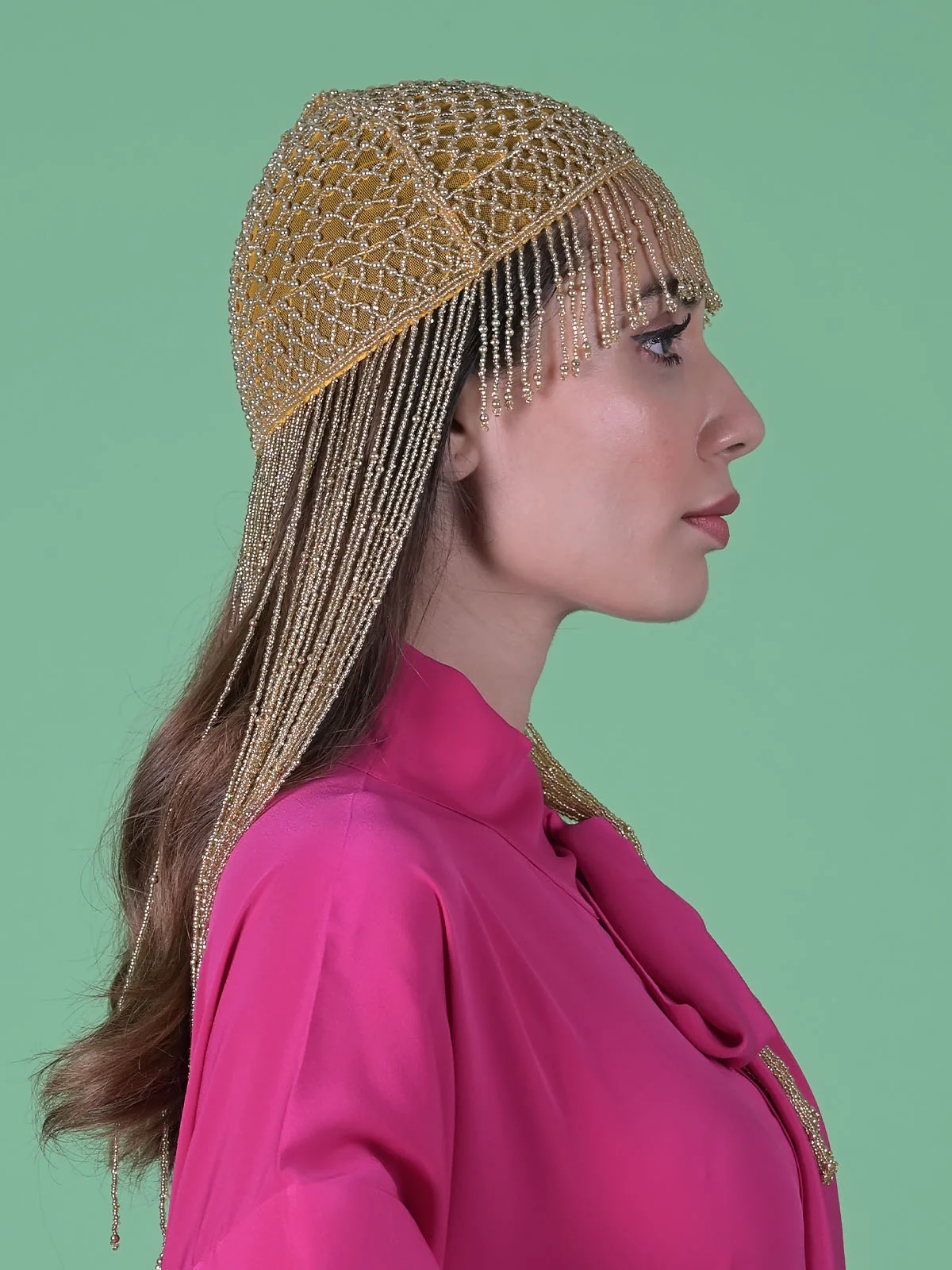 Odette Golden Tasseled Tribal Hair Cap For Women - Image 2