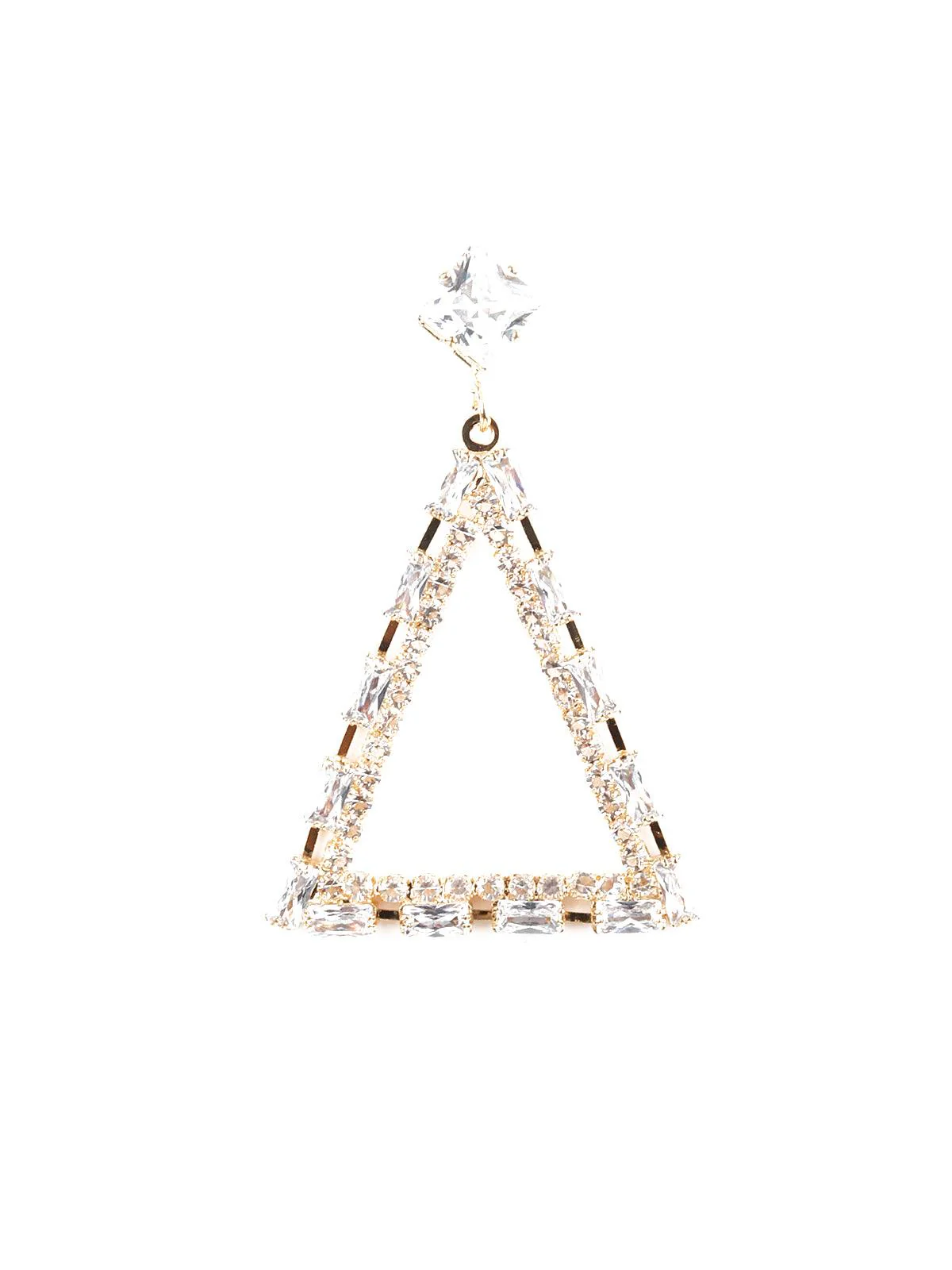Odette Women Triangular Crystal Embellished Dangle Earrings - Image 4