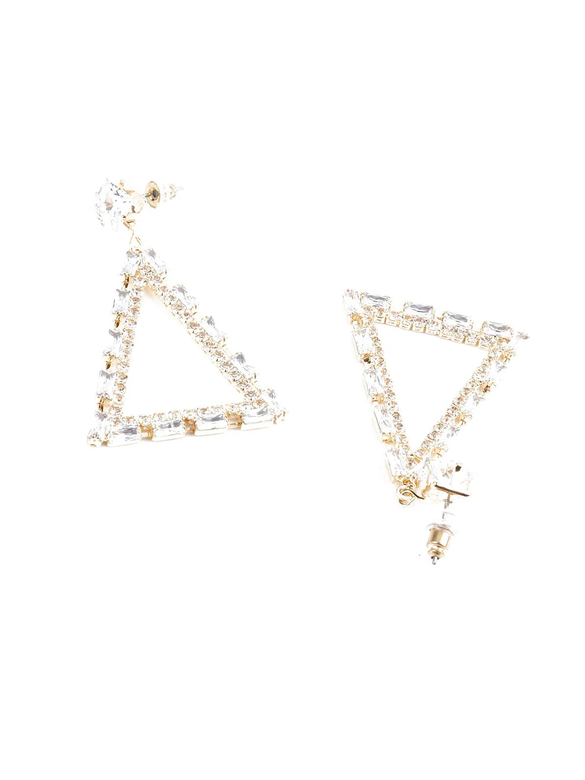 Odette Women Triangular Crystal Embellished Dangle Earrings - Image 6