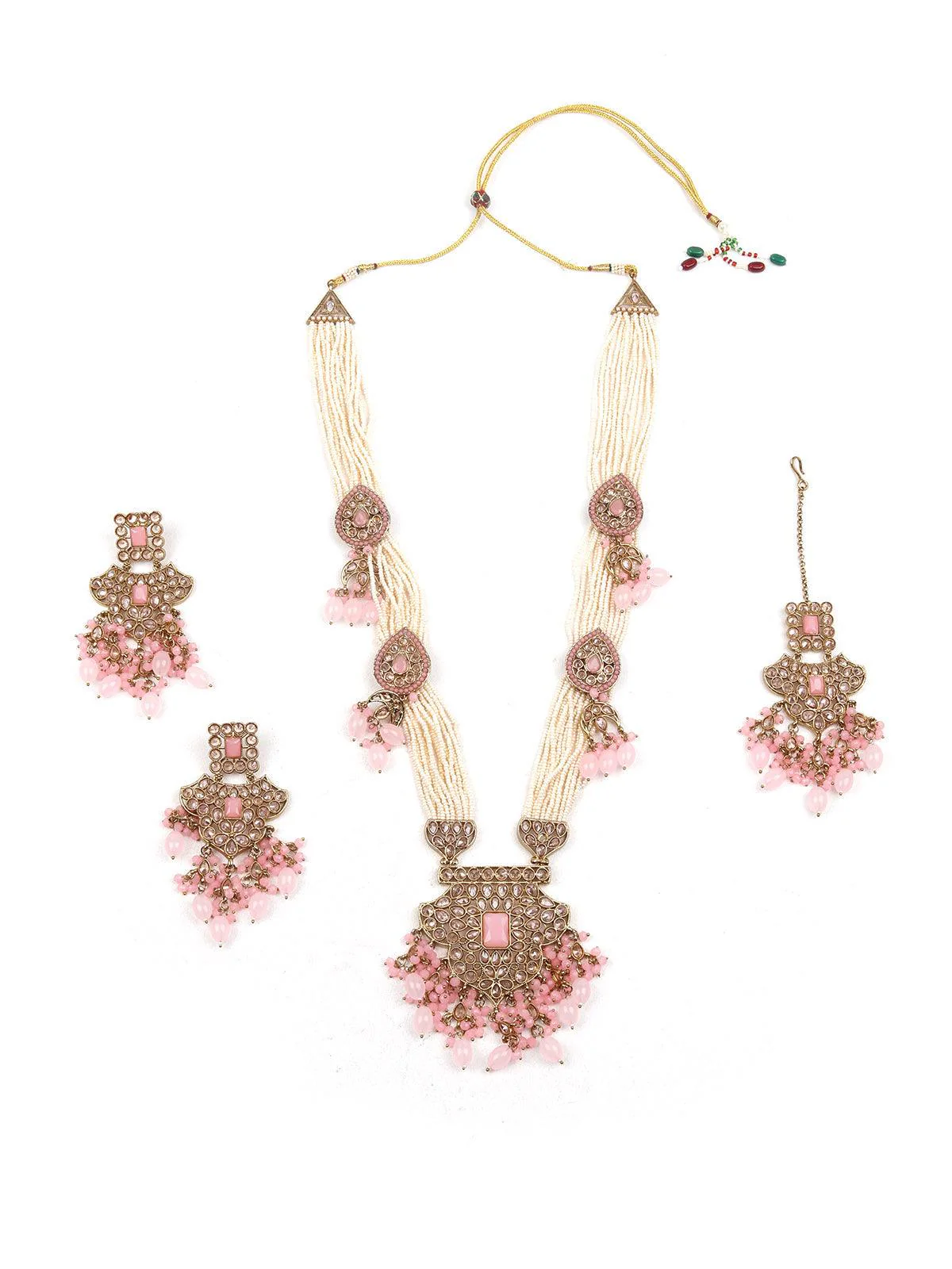 Odette Women Pink Metal Necklace Set - Image 3