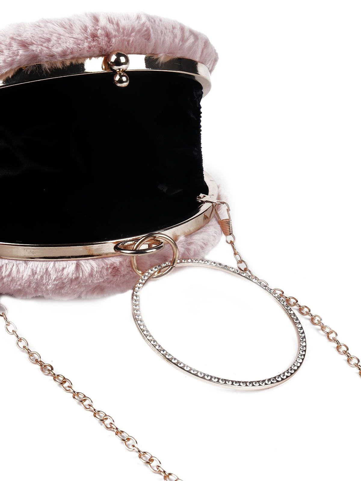 Odette Women Gorgeous Baby Pink Fluffy Spherical Shaped Sling Bag - Image 6