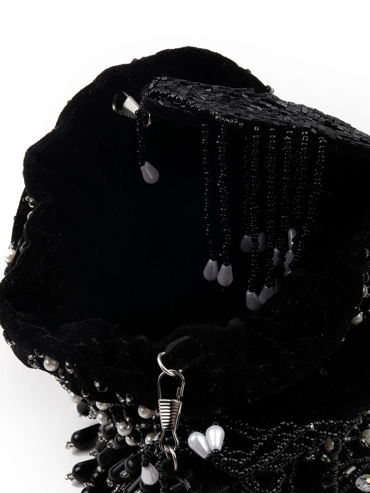 Odette Women Gorgeous Black Beaded Statement Potli Bag - Image 6