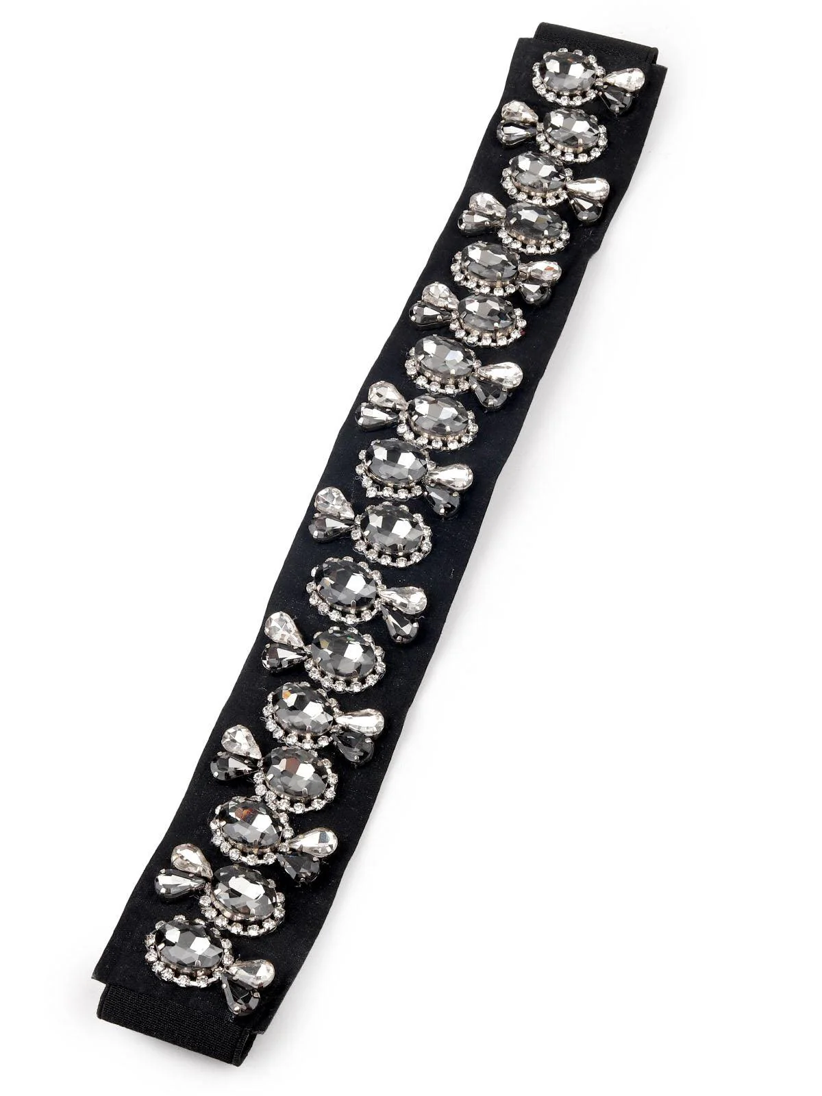 Odette Gorgeous Black Embellished Elastic Waist Belt For Women - Image 2