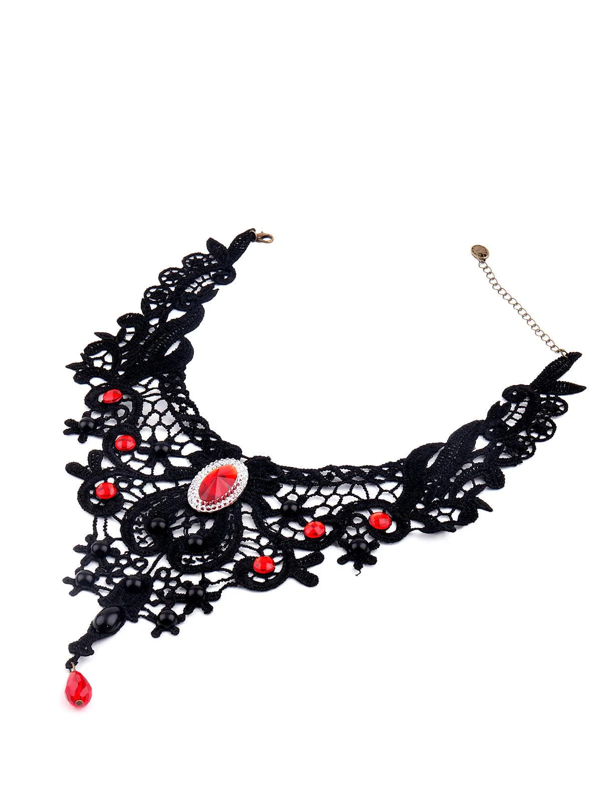 Odette Women Gorgeous Black Lace Embellished Necklace - Image 4